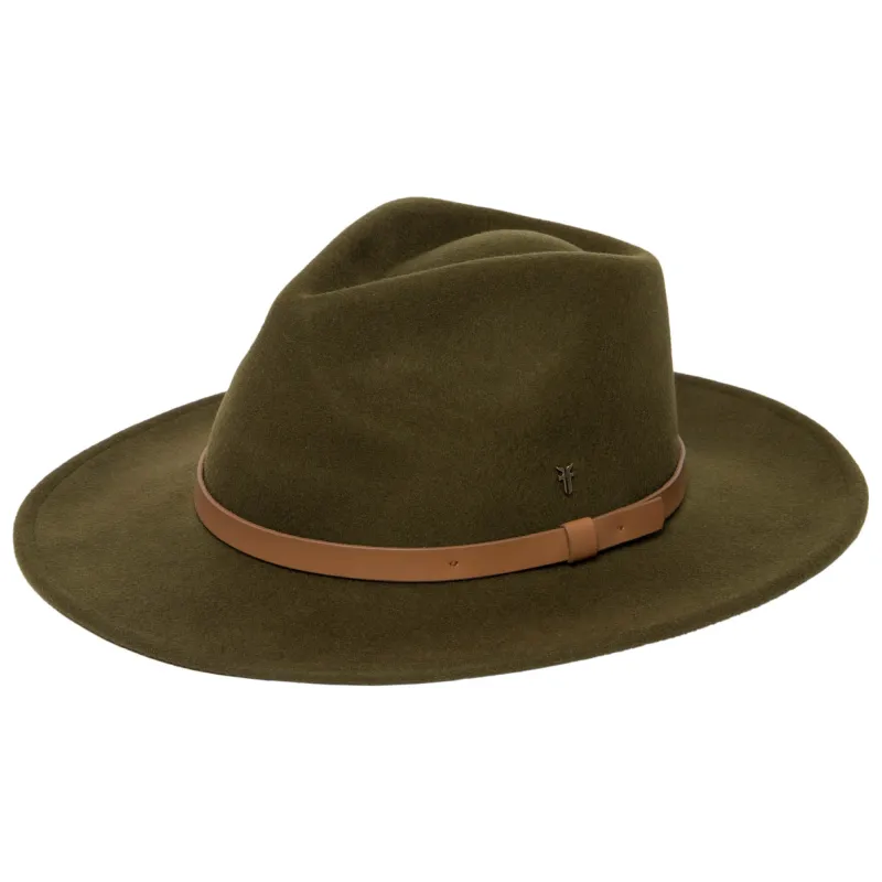 Men's Wool Felt Pinch Crown Fedora with Leather Band by FRYE sold by San Diego Hat Company