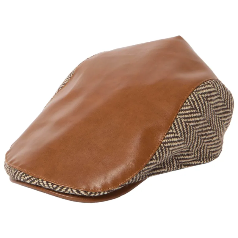 Men's Faux Leather Driver with Herringbone Side Panels sold by San Diego Hat Company