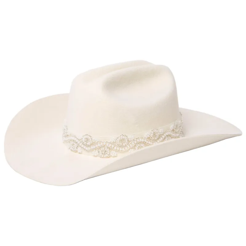 Lust - Women's Cattleman's Crease Cowboy with Pearl & Organza Band sold by San Diego Hat Company