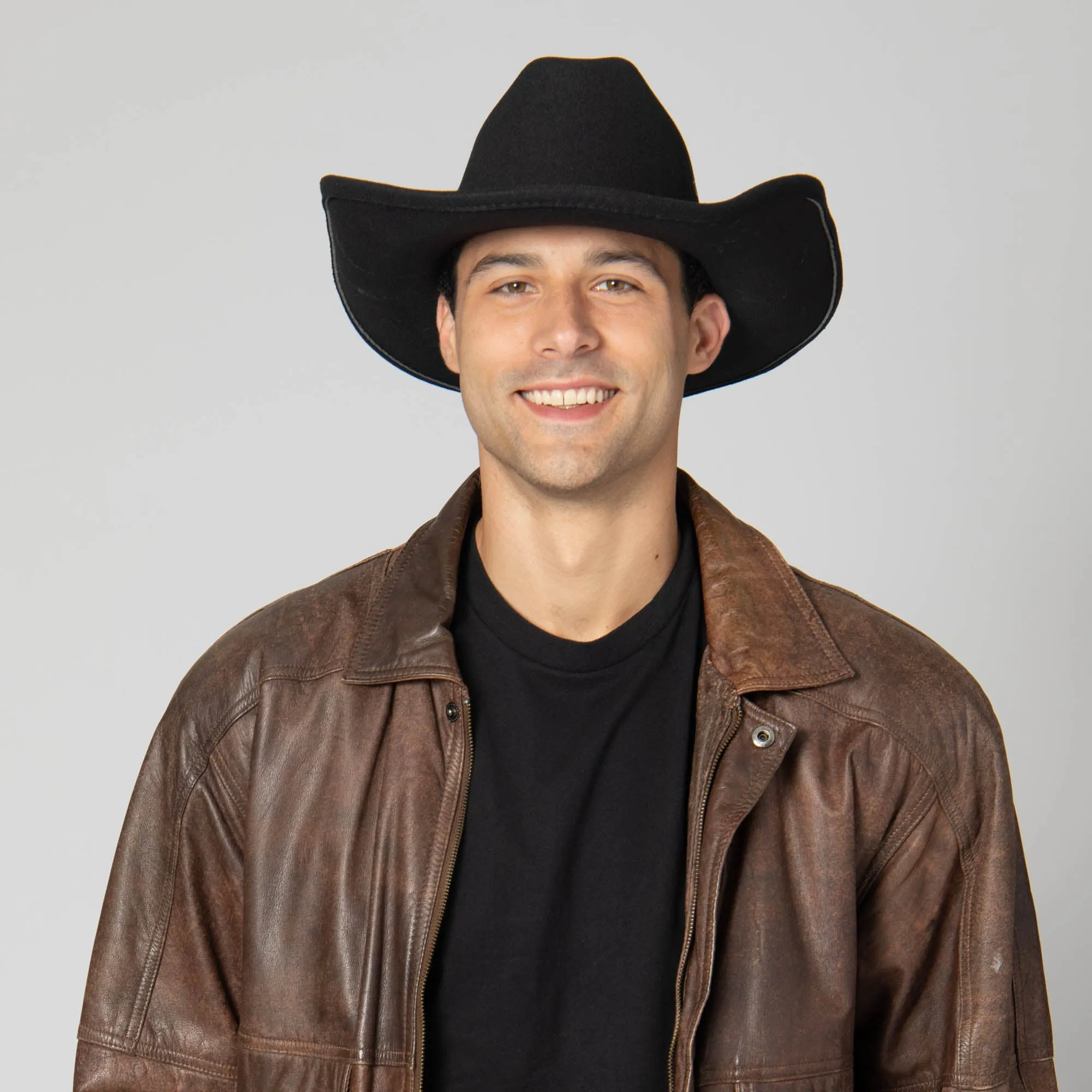 Dwight - Cattleman's Crease Cowboy with Leather Band and Brass Gromets sold by San Diego Hat Company product image thumbnail 4