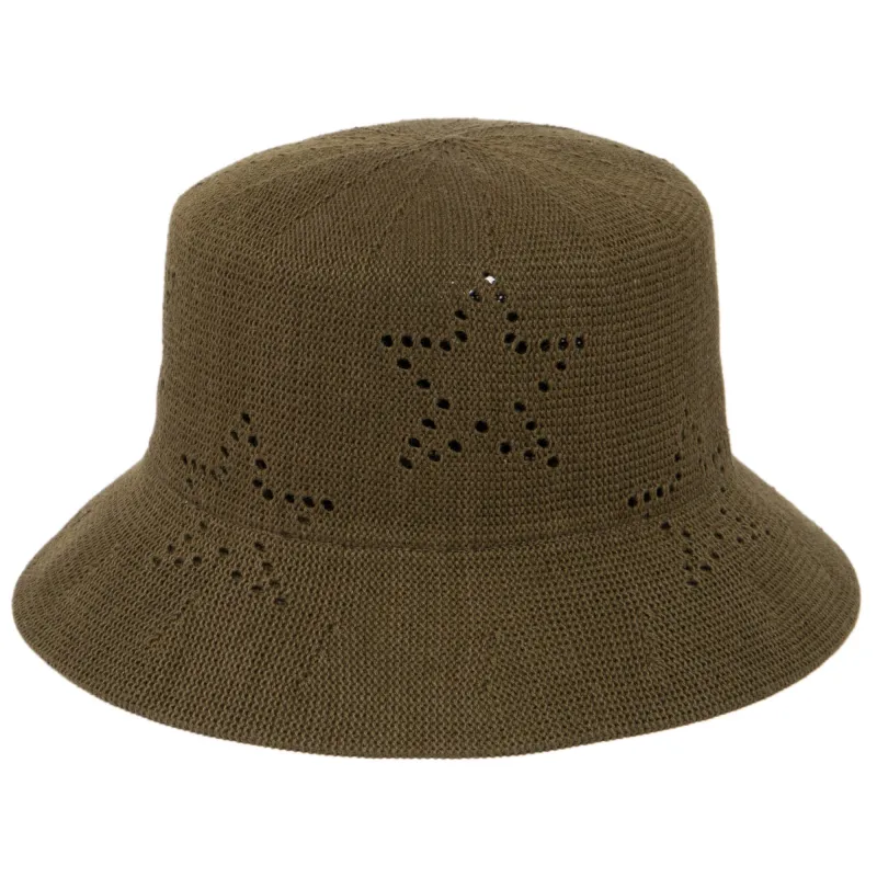 Eliza - Bucket Hat with Star Pointelle Details made by San Diego Hat Company