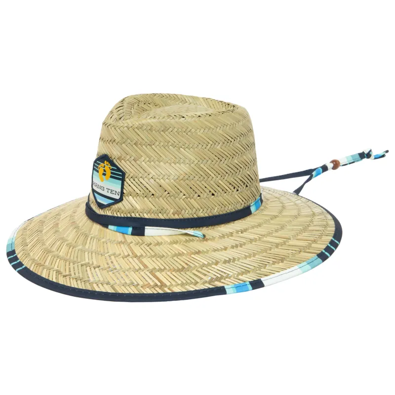 Tubular- Lifeguard Hat with Navy Striped Under Brim Print by Hang Ten sold by San Diego Hat Company