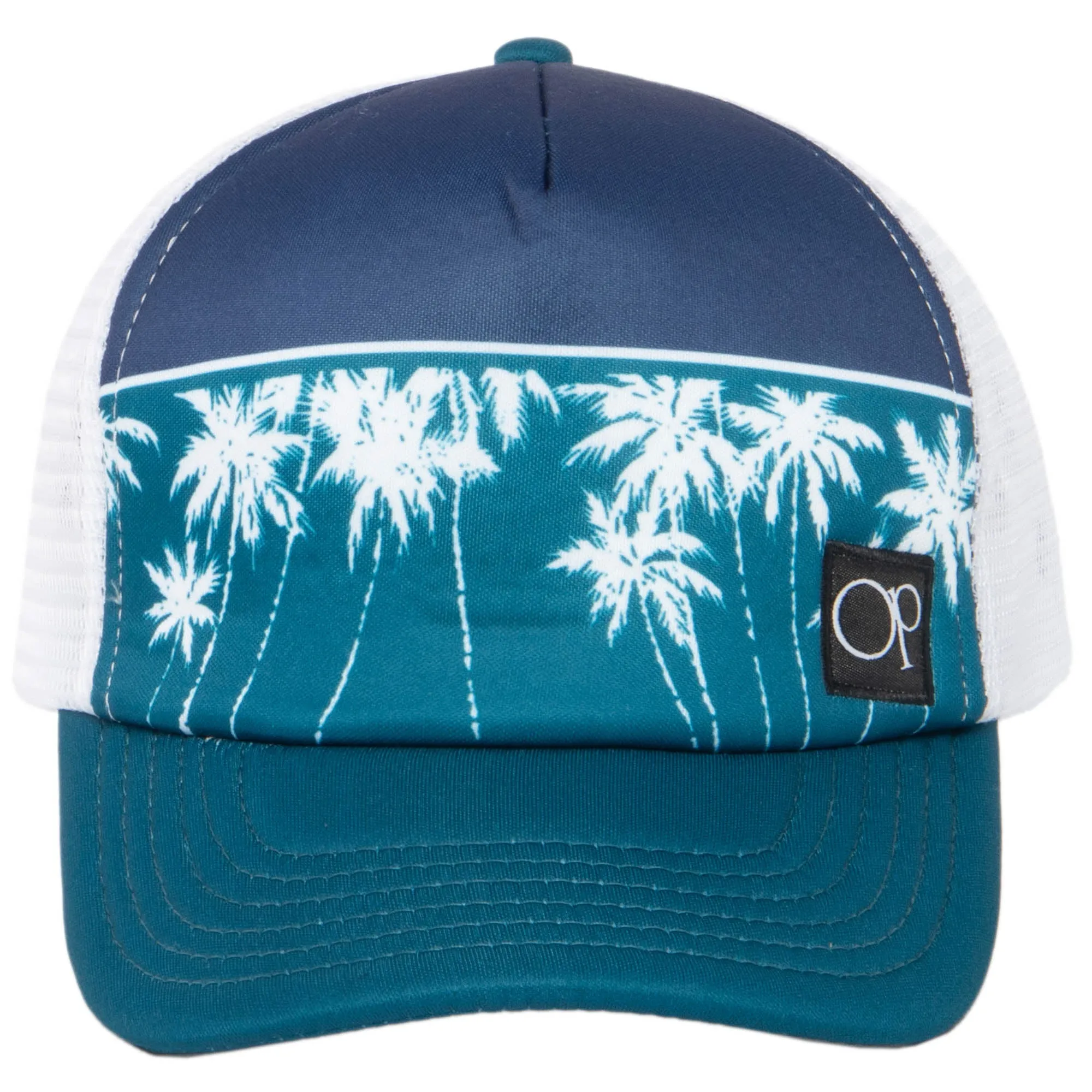 Ocean Pacific - 5 Panel Trucker Hat with White Palm Tree Print sold by San Diego Hat Company product image thumbnail 3