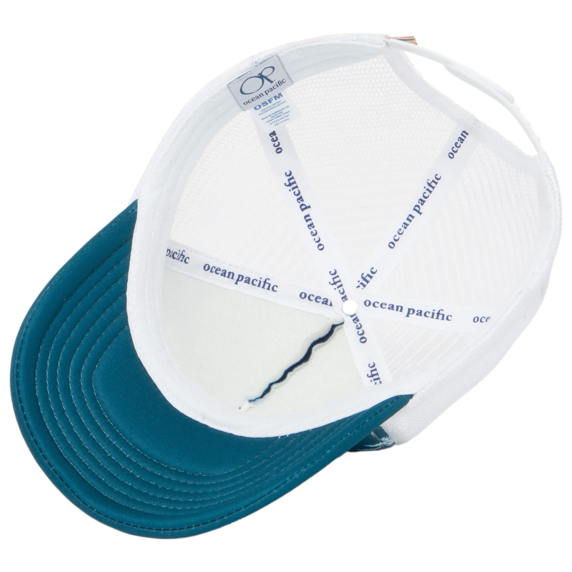 Ocean Pacific - 5 Panel Trucker Hat with White Palm Tree Print sold by San Diego Hat Company product image thumbnail 4