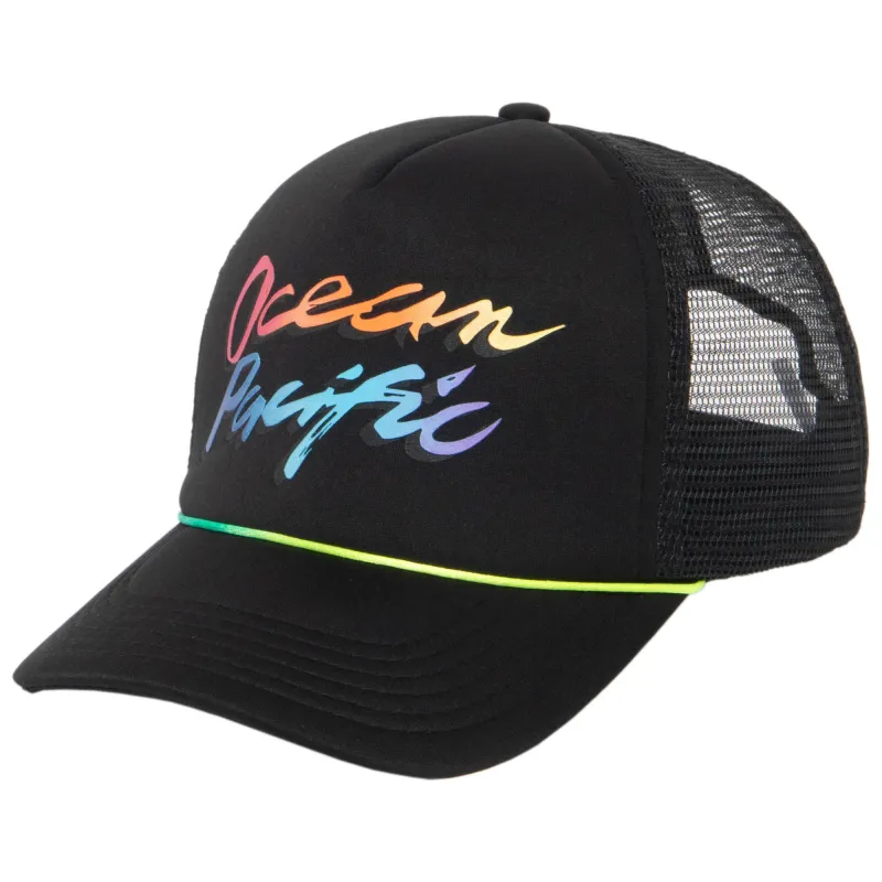 Ocean Pacific - 5 Panel Trucker Hat with Neon Logo sold by San Diego Hat Company