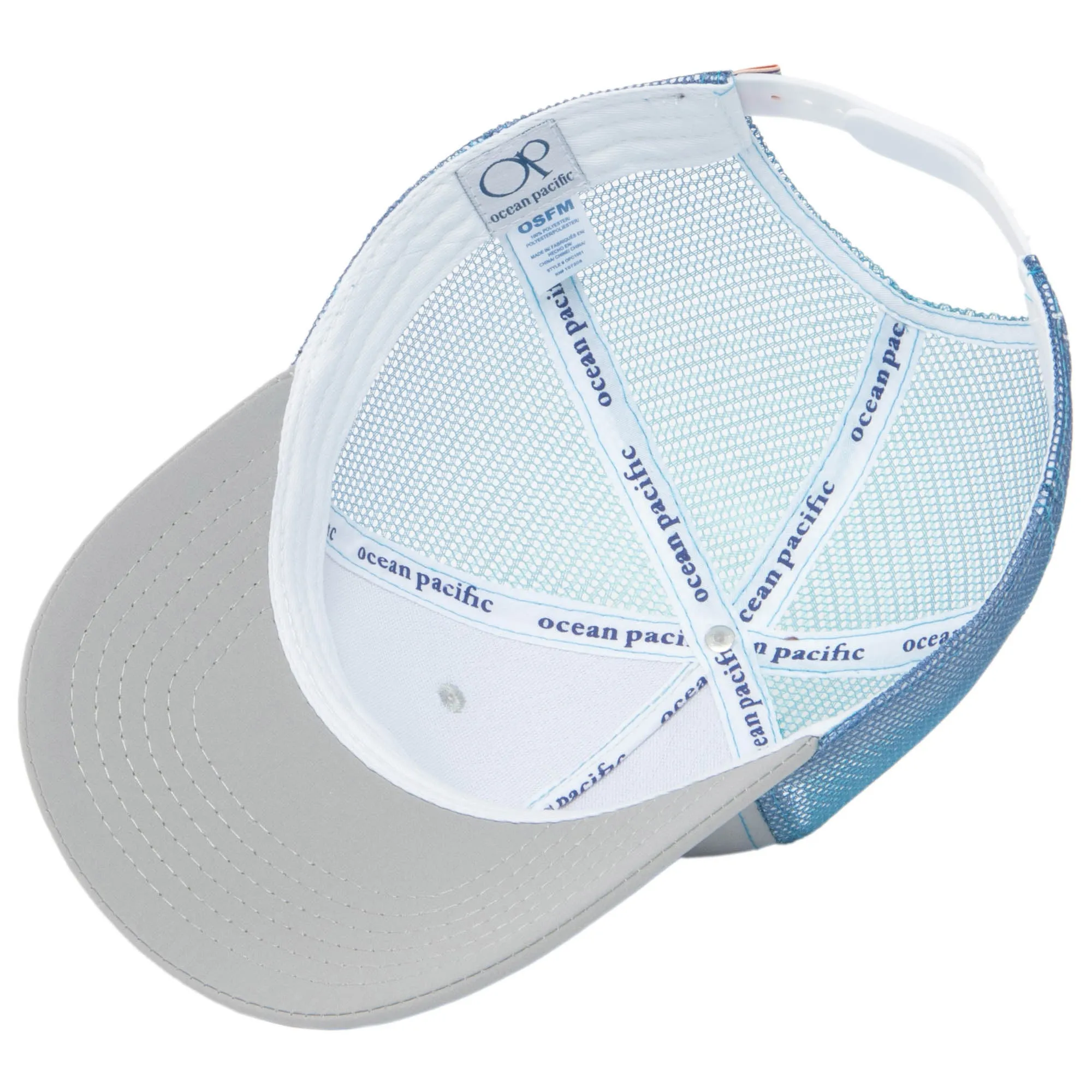 Ocean Pacific - 5 Panel Trucker Hat with Blue Mesh sold by San Diego Hat Company product image thumbnail 4