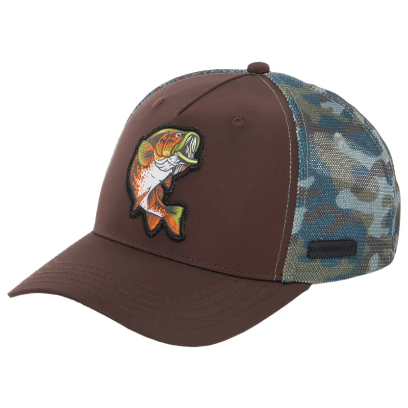 Water Performance - Mens Fish Patch Trucker Hat made by San Diego Hat Company