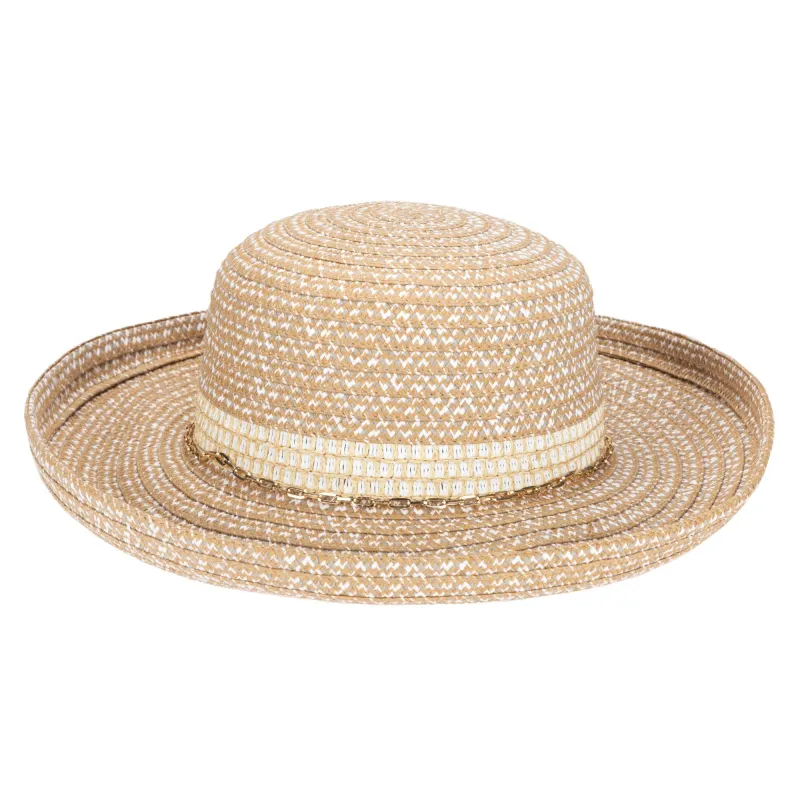 Cora - Women's Ultrabraid Turned Up Kettle Brim with Gold Chain Trim sold by San Diego Hat Company
