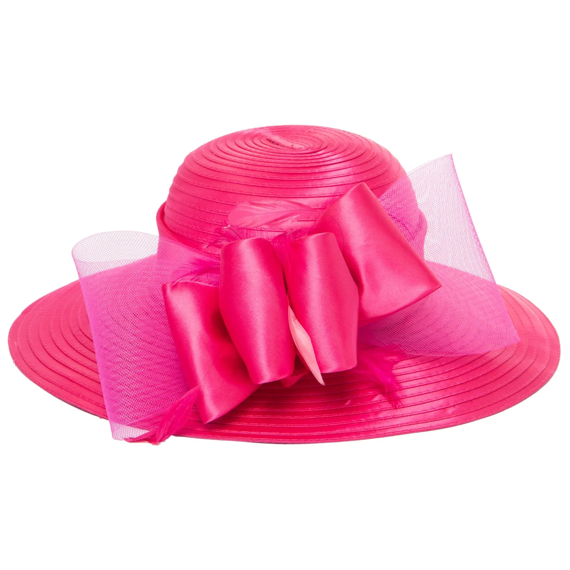 Women's Round Crown Organza Bow Dress Hat sold by San Diego Hat Company product image thumbnail 2