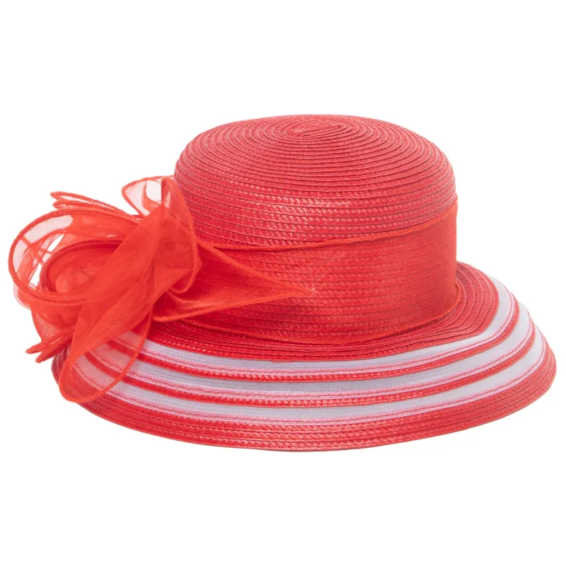 Women's Red Dress Hat with Organza Bow sold by San Diego Hat Company