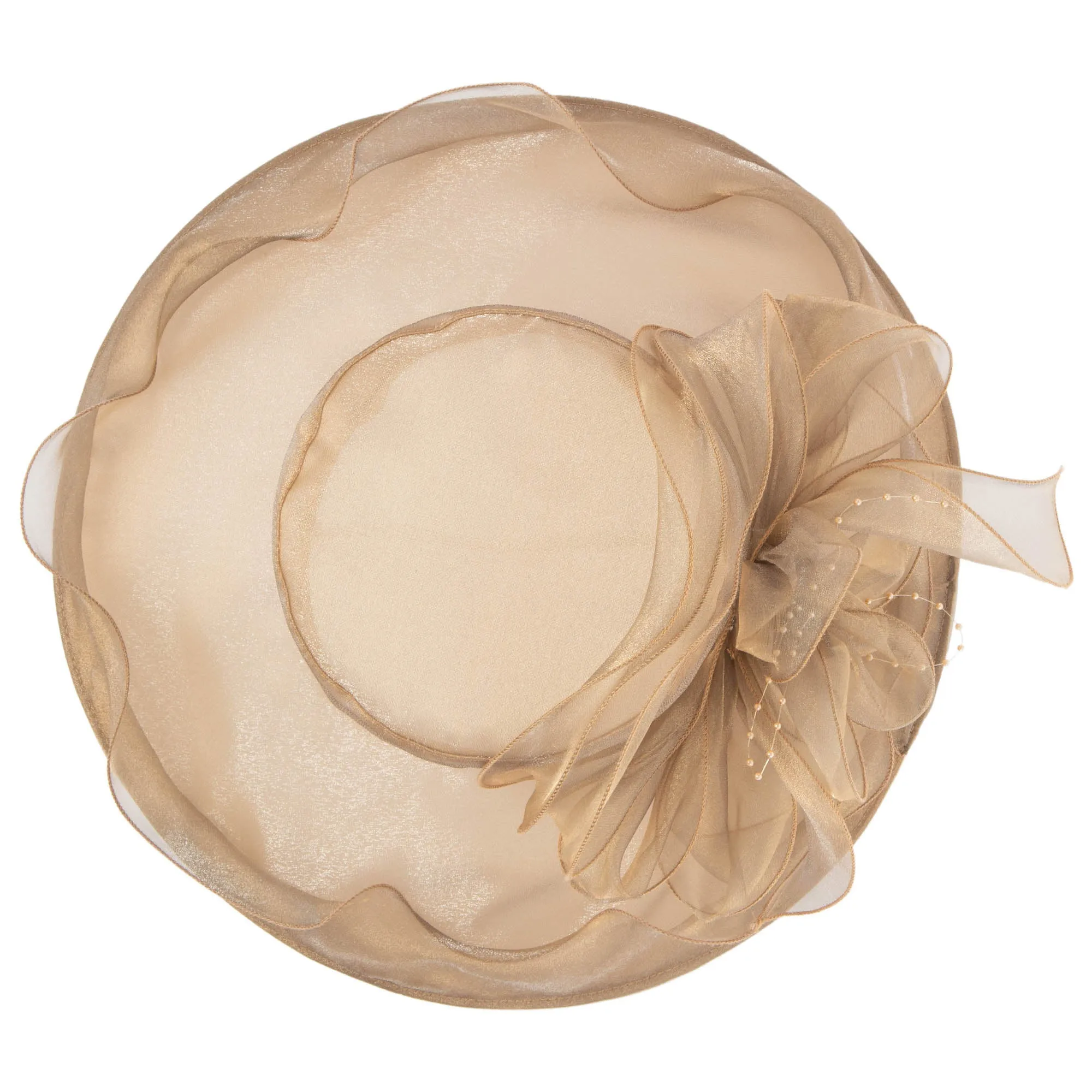Women's Gold Organza Mesh Dress Hat (DRS1031) sold by San Diego Hat Company product image thumbnail 5