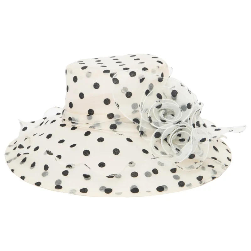 Women's Felt Polka Dot Organza Mesh Dress Hat sold by San Diego Hat Company