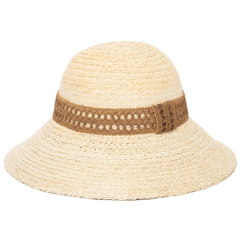 Waterfront Women's Raffia Braided Bucket Sun Hat sold by San Diego Hat Company
