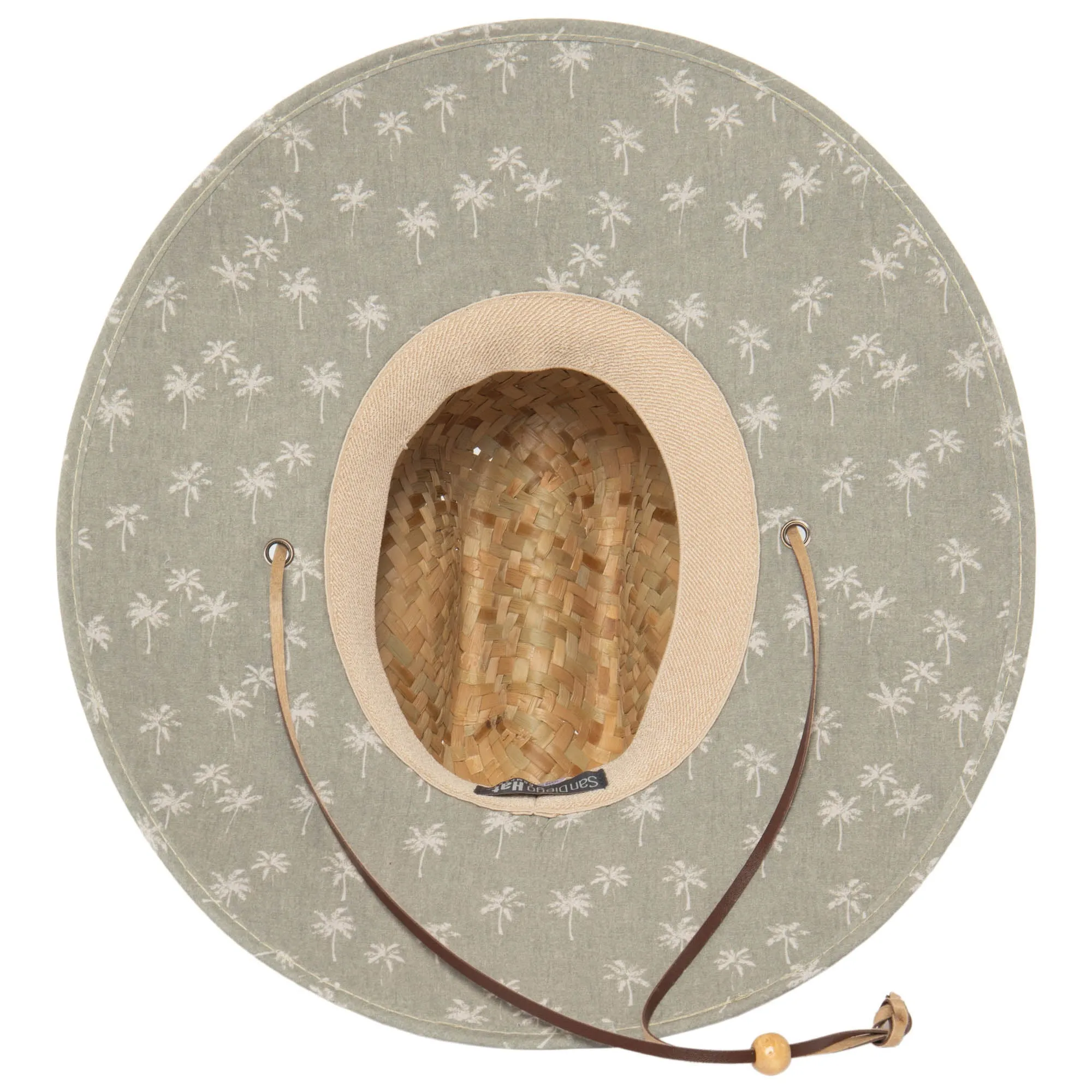 Mens Straw Lifeguard with Palm Tree Printed Under-brim sold by San Diego Hat Company product image thumbnail 2