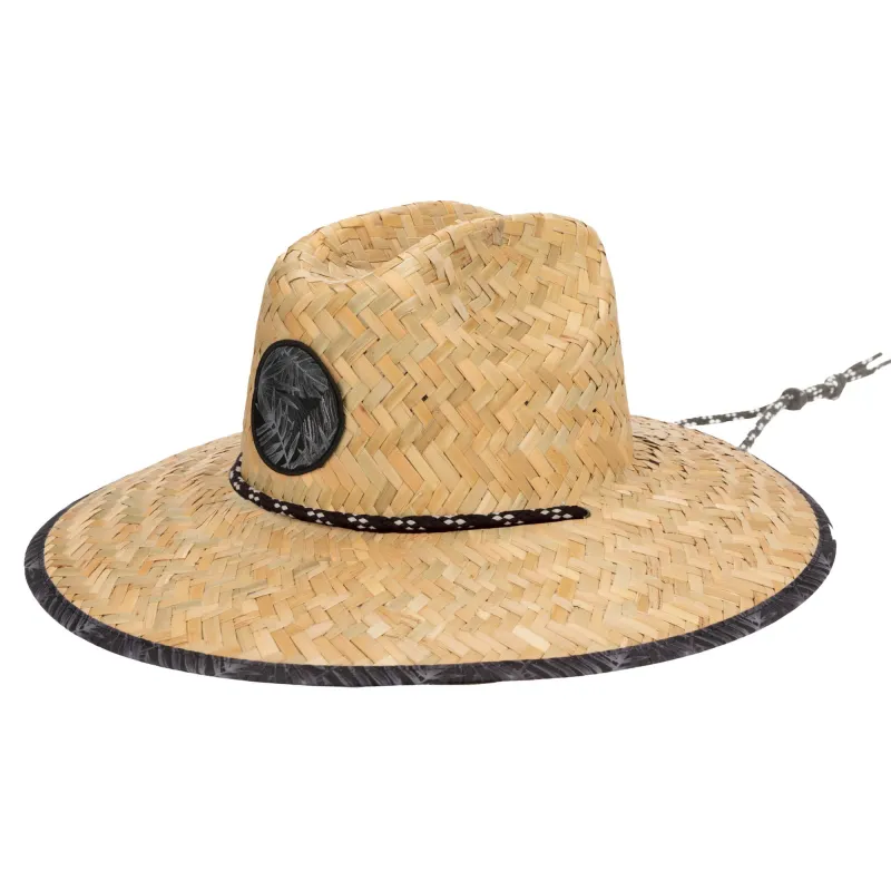 Mens Straw Lifeguard with Tropical Printed Under-brim sold by San Diego Hat Company