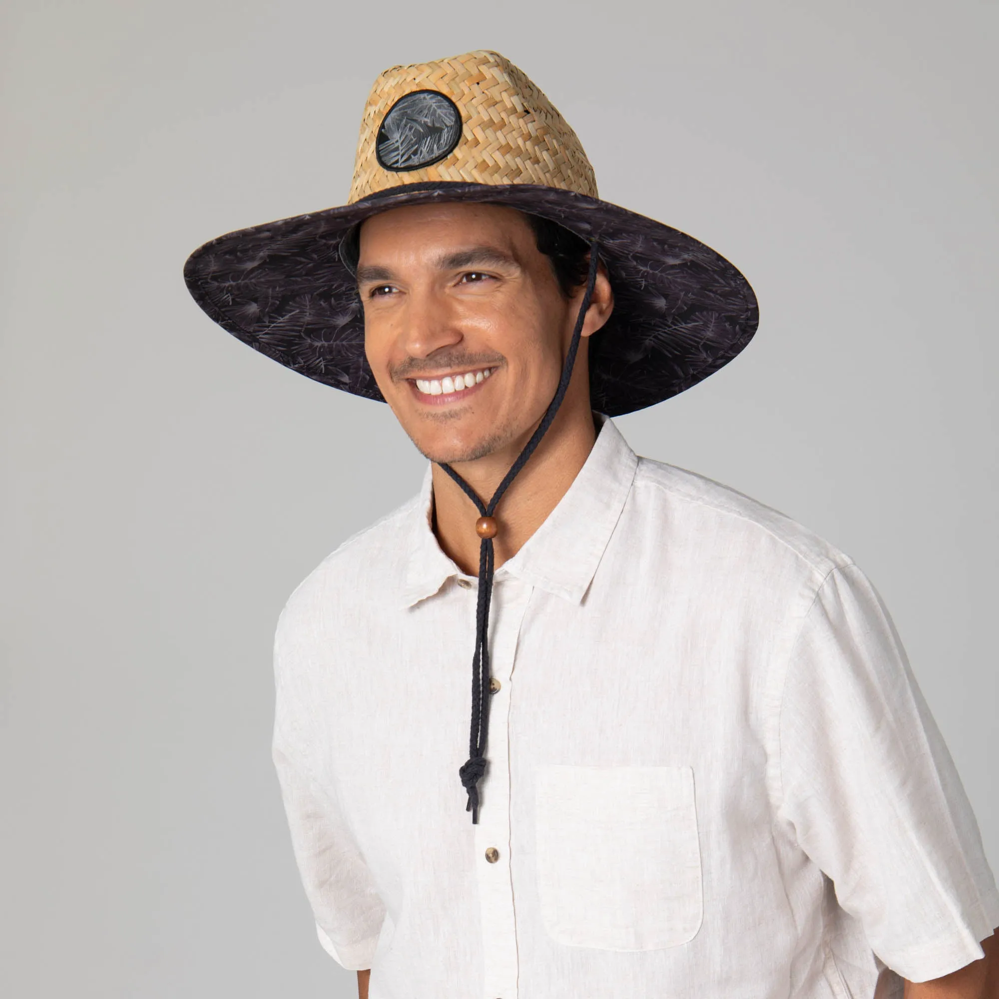 Mens Straw Lifeguard with Tropical Printed Under-brim sold by San Diego Hat Company product image thumbnail 3