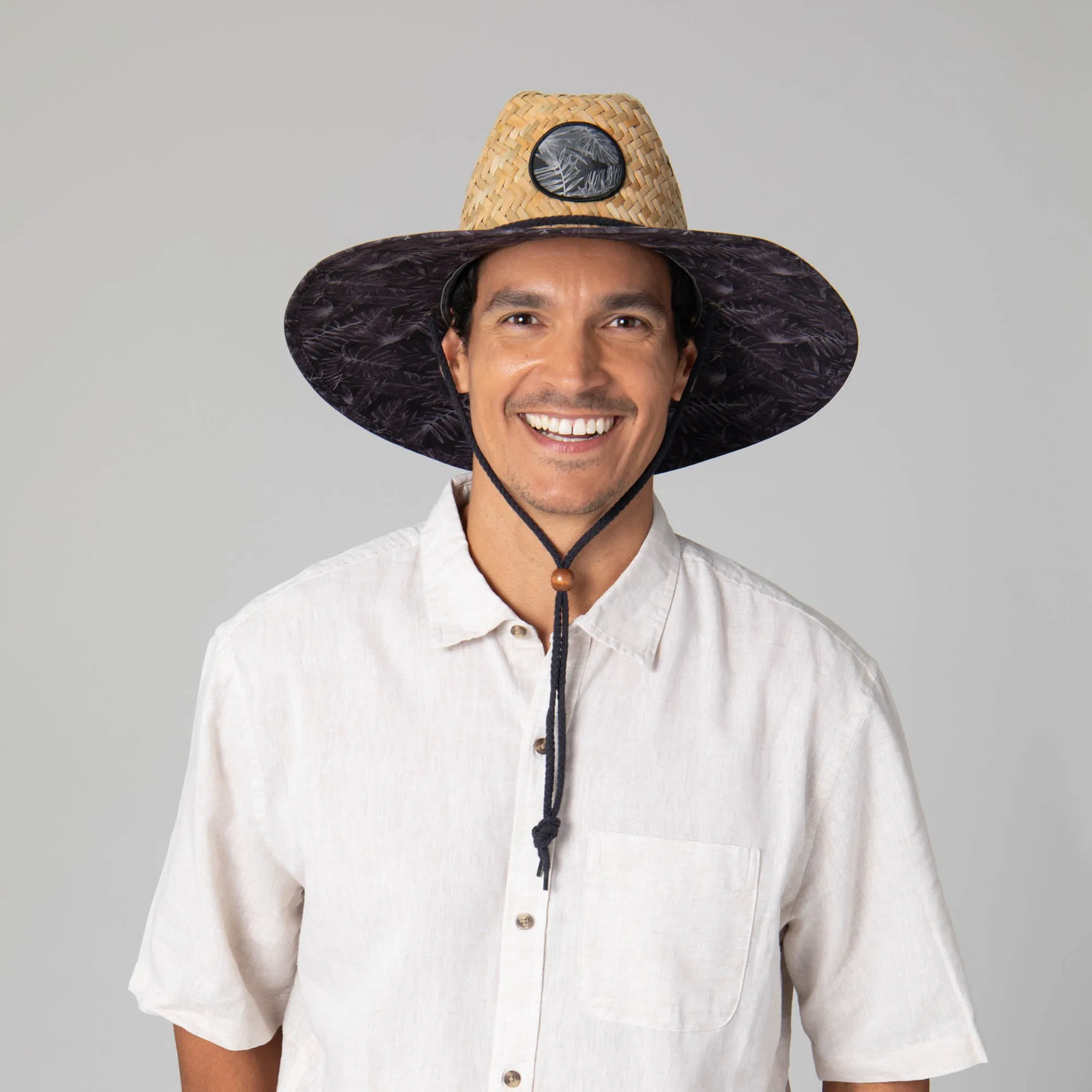 Mens Straw Lifeguard with Tropical Printed Under-brim sold by San Diego Hat Company product image thumbnail 2