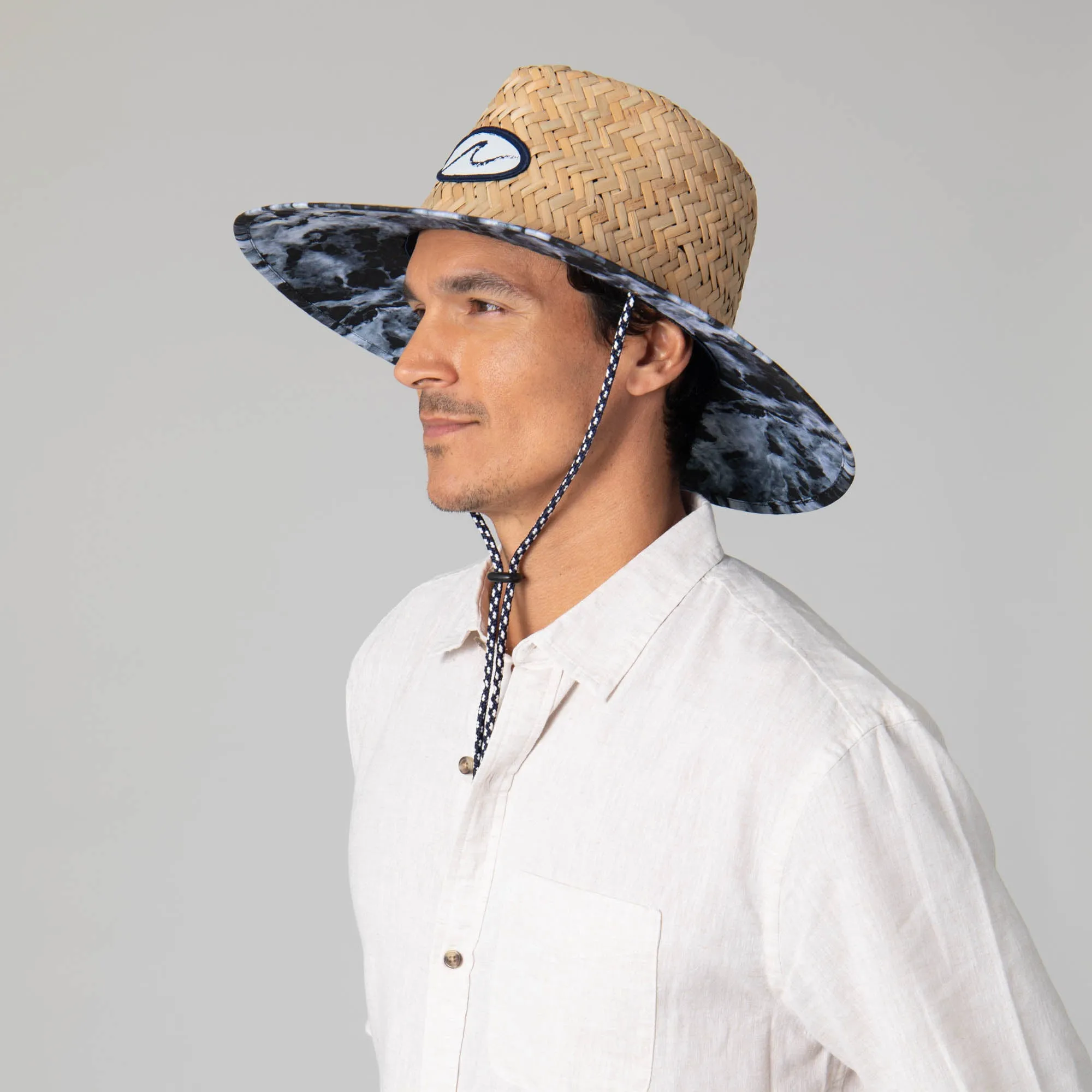 Mens Straw Lifeguard with Ocean Wave Under-brim sold by San Diego Hat Company product image thumbnail 4