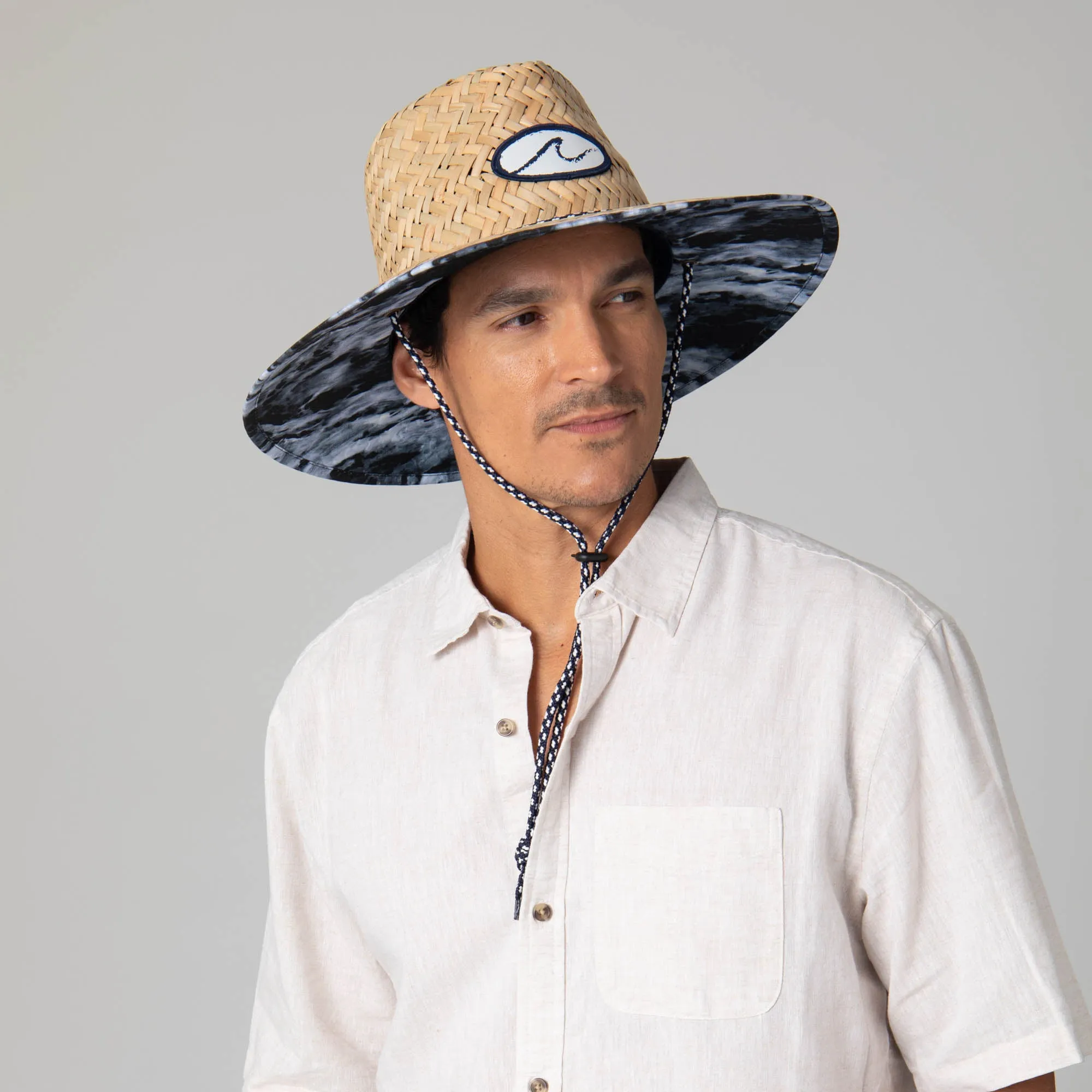 Mens Straw Lifeguard with Ocean Wave Under-brim sold by San Diego Hat Company product image thumbnail 3