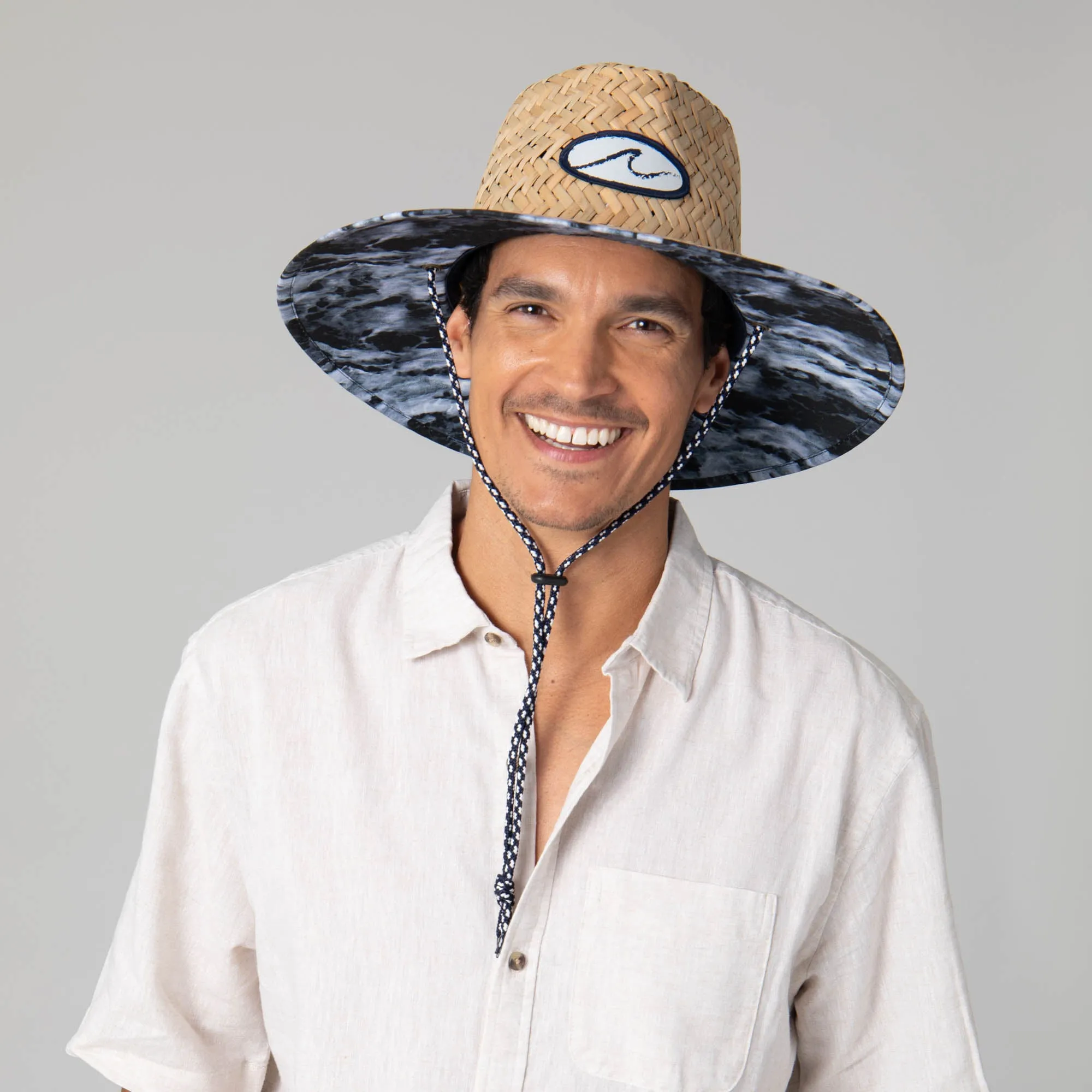 Mens Straw Lifeguard with Ocean Wave Under-brim sold by San Diego Hat Company product image thumbnail 2