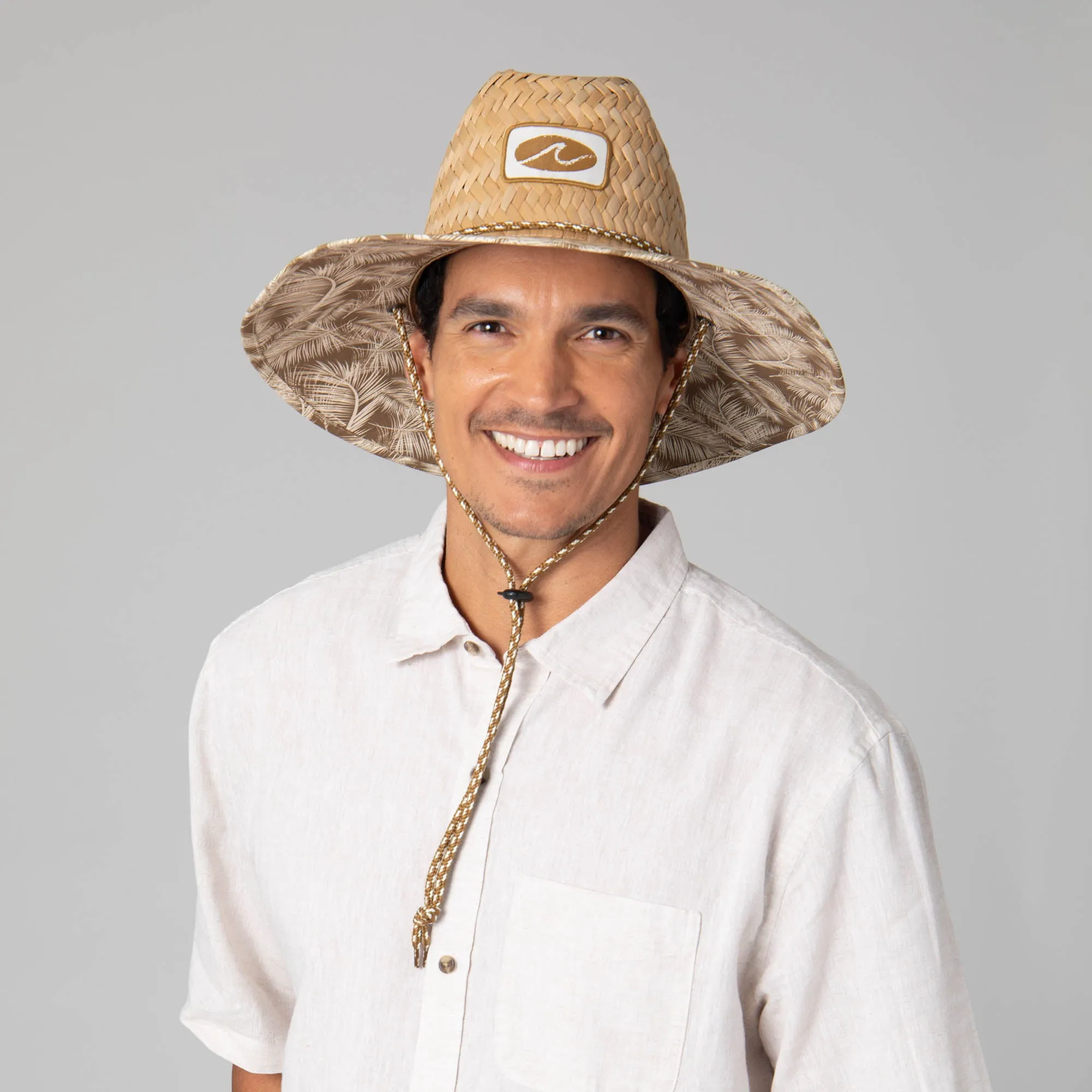 Mens Rush Straw Lifeguard with Tropical Palm Leaf Under-brim sold by San Diego Hat Company product image thumbnail 3