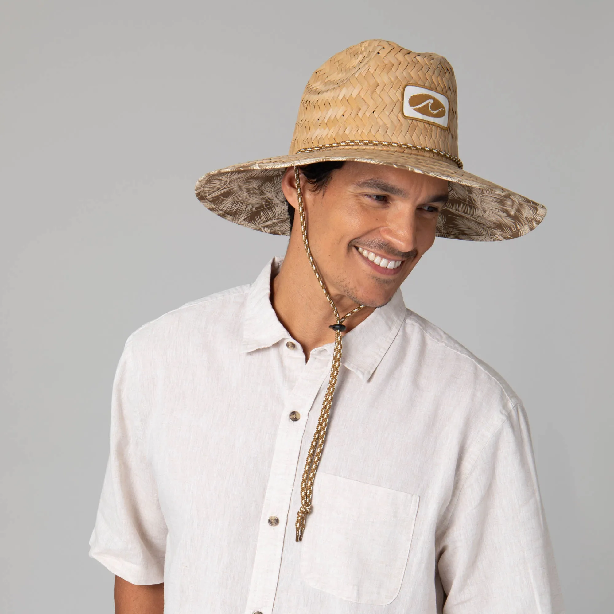Mens Rush Straw Lifeguard with Tropical Palm Leaf Under-brim sold by San Diego Hat Company product image thumbnail 4