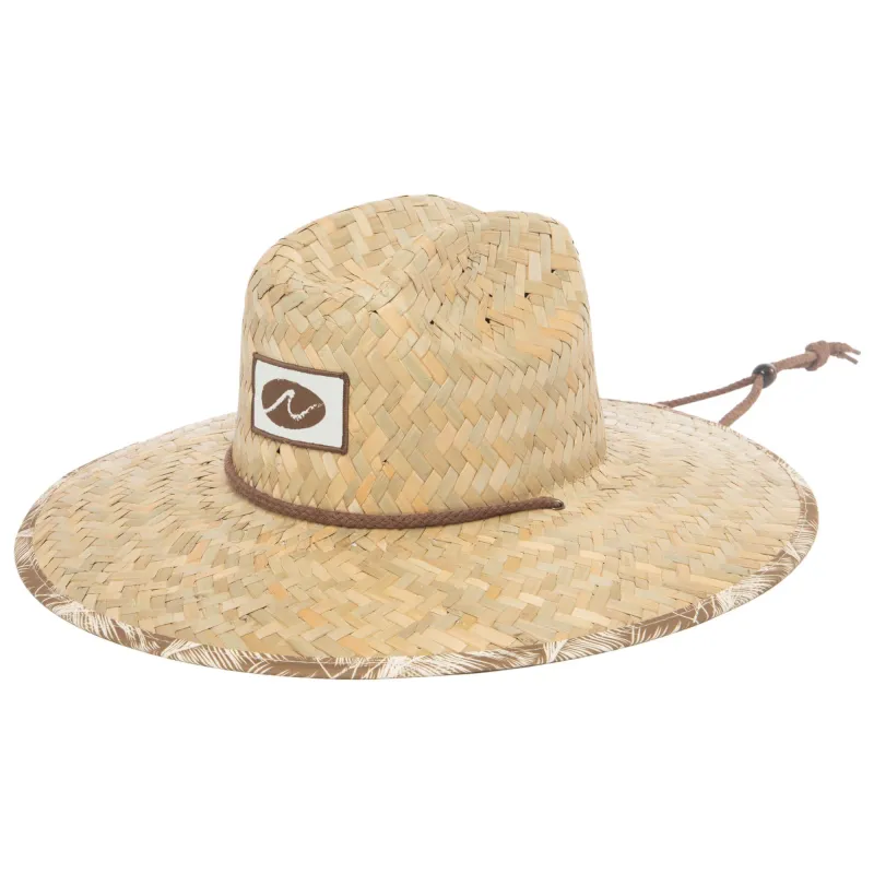 Mens Rush Straw Lifeguard with Tropical Palm Leaf Under-brim sold by San Diego Hat Company