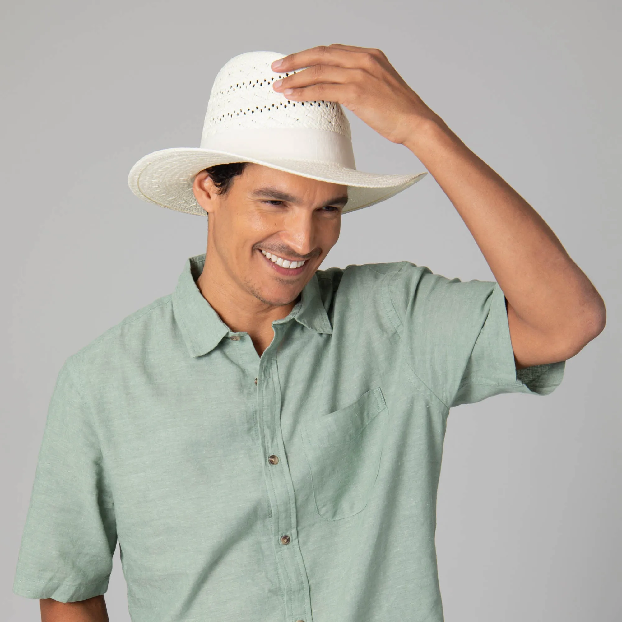 Mens Paperbraid Ivory Fedora sold by San Diego Hat Company product image thumbnail 3