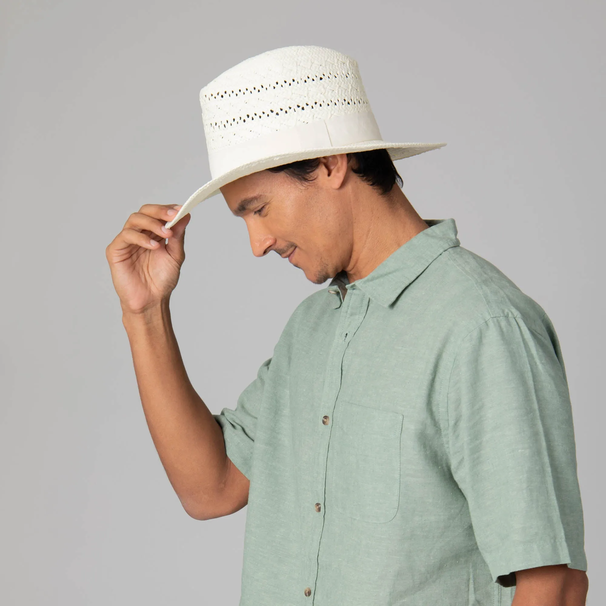 Mens Paperbraid Ivory Fedora sold by San Diego Hat Company product image thumbnail 5