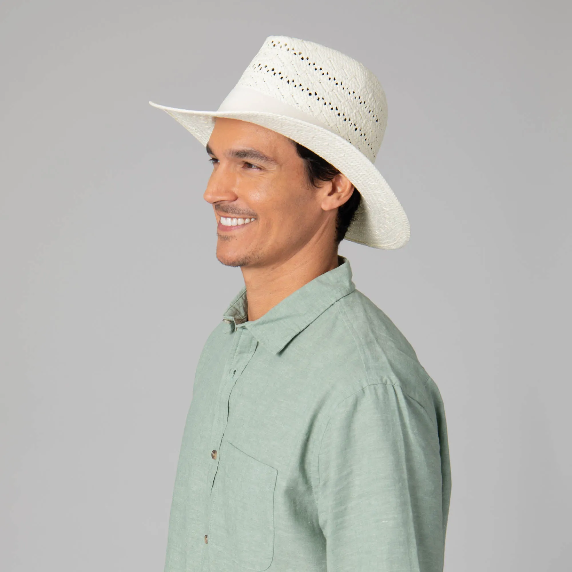 Mens Paperbraid Ivory Fedora sold by San Diego Hat Company product image thumbnail 4