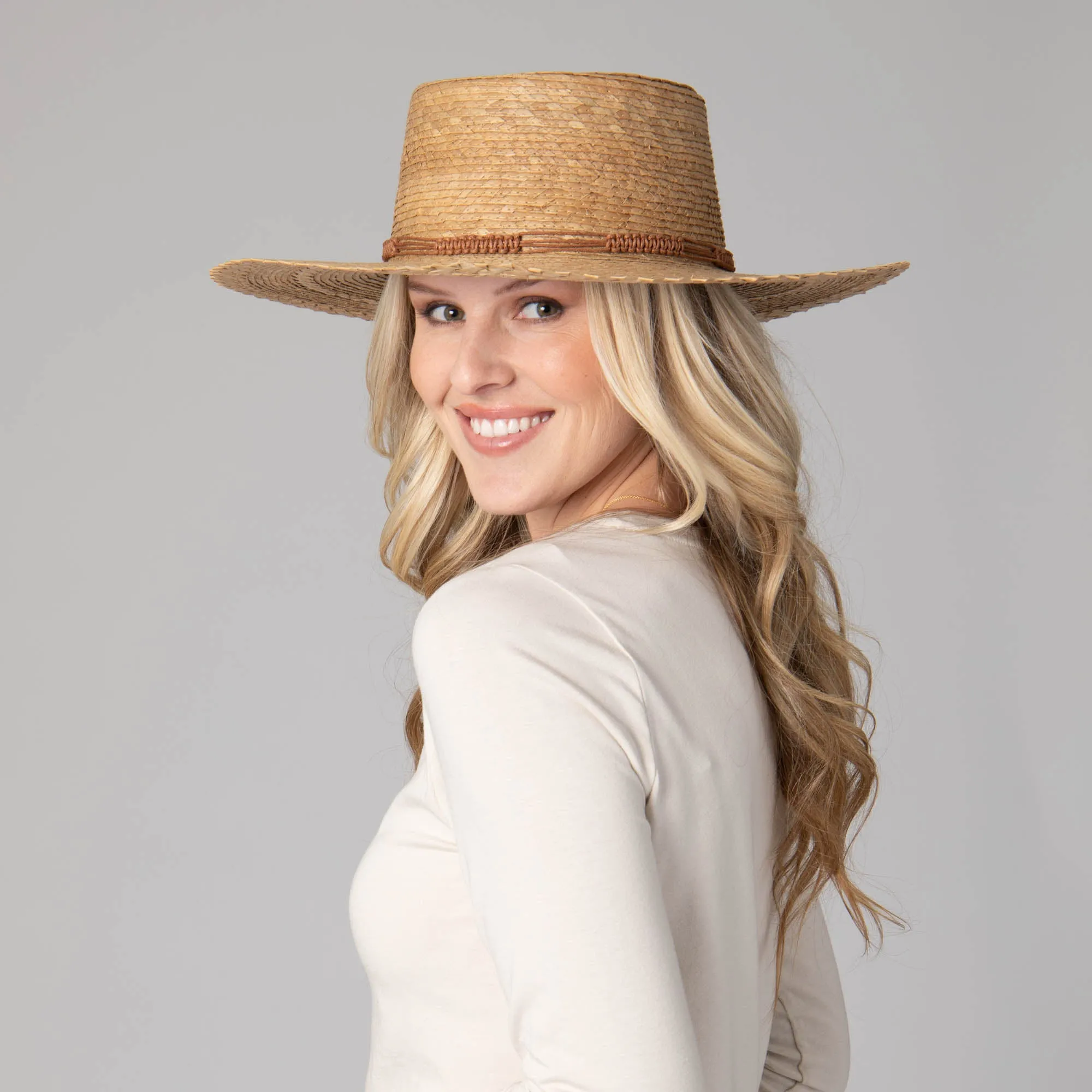 Athena - Women's Buri Straw Telescope Boater sold by San Diego Hat Company product image thumbnail 3