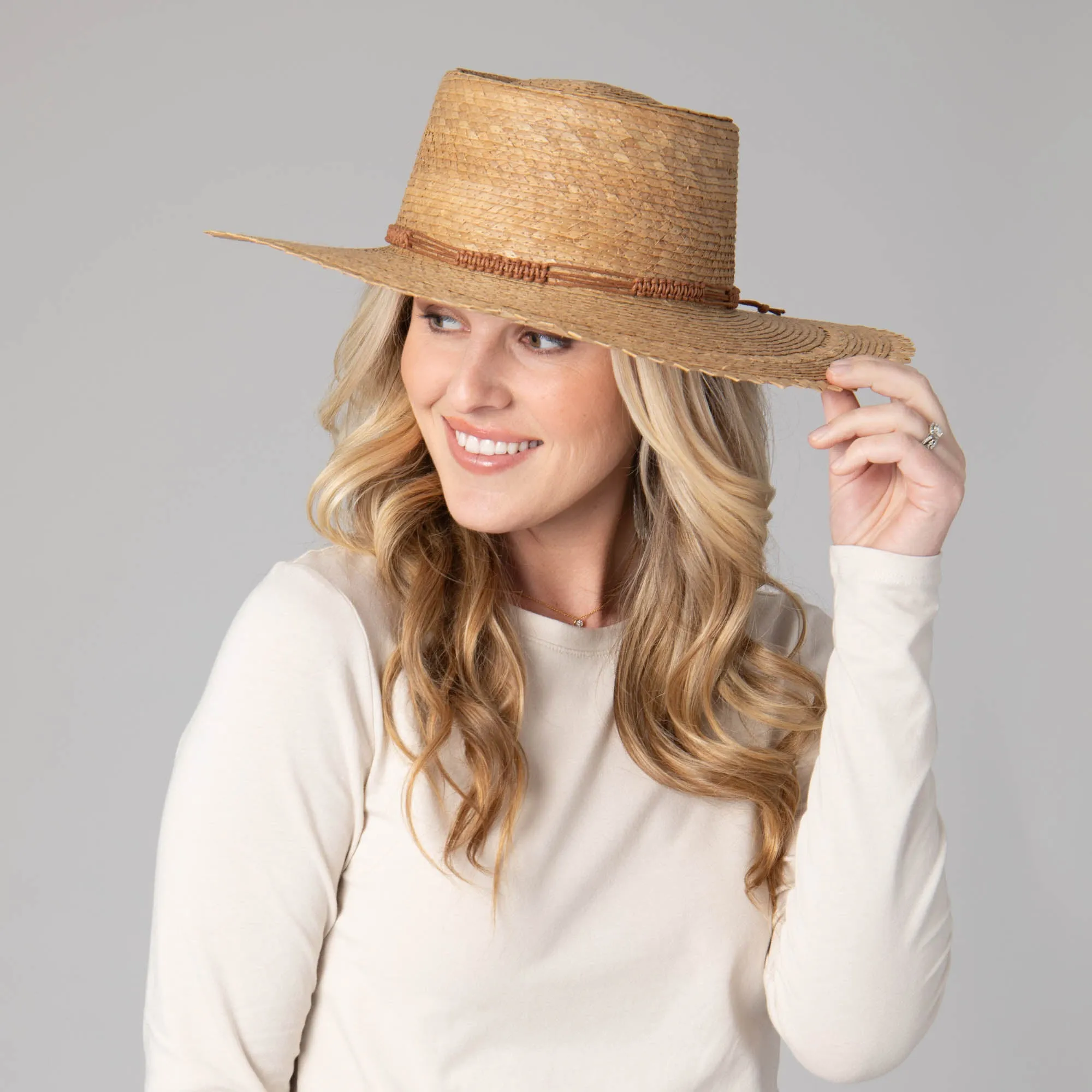 Athena - Women's Buri Straw Telescope Boater sold by San Diego Hat Company product image thumbnail 4
