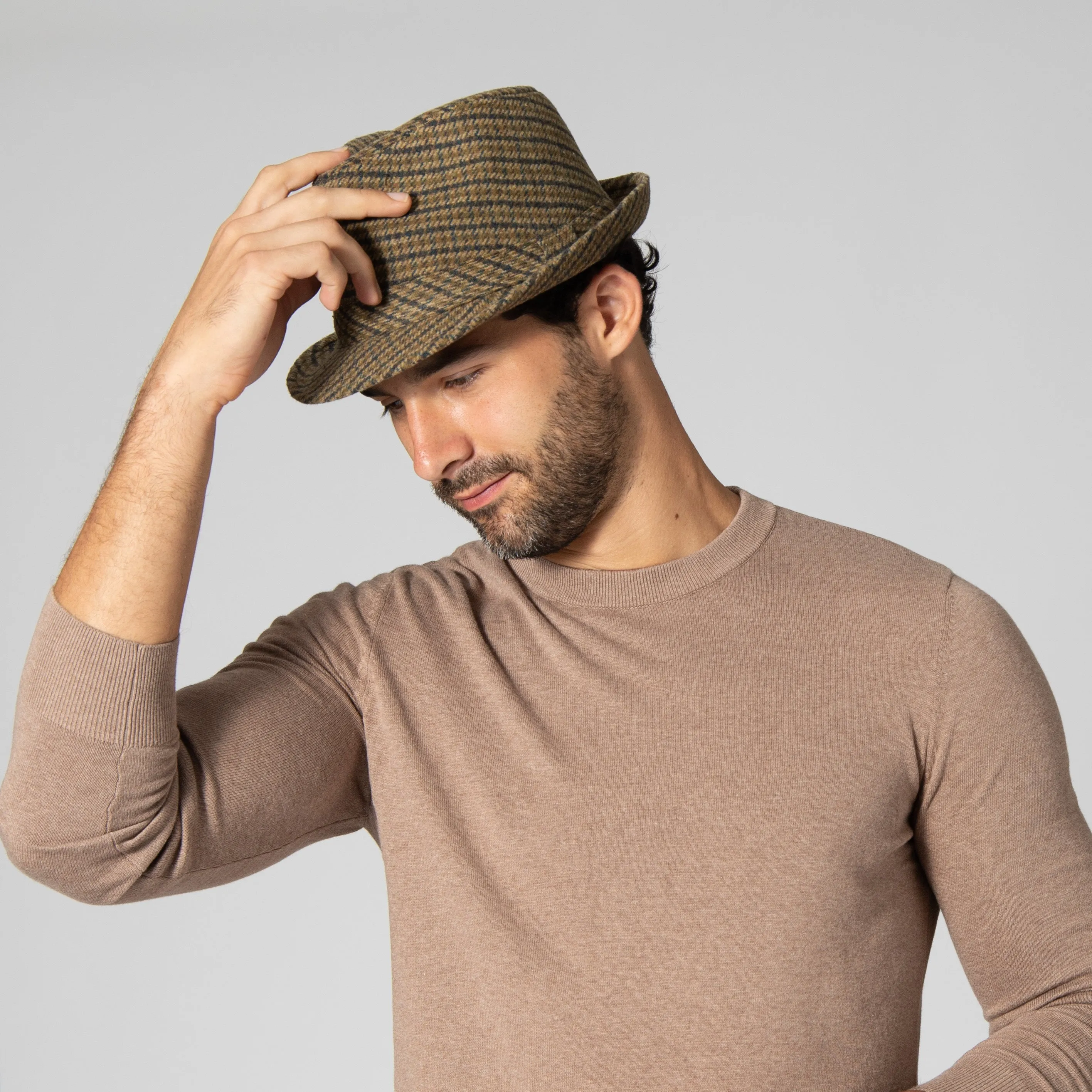 Men's Houndstooth Plaid Fedora sold by San Diego Hat Company product image thumbnail 3