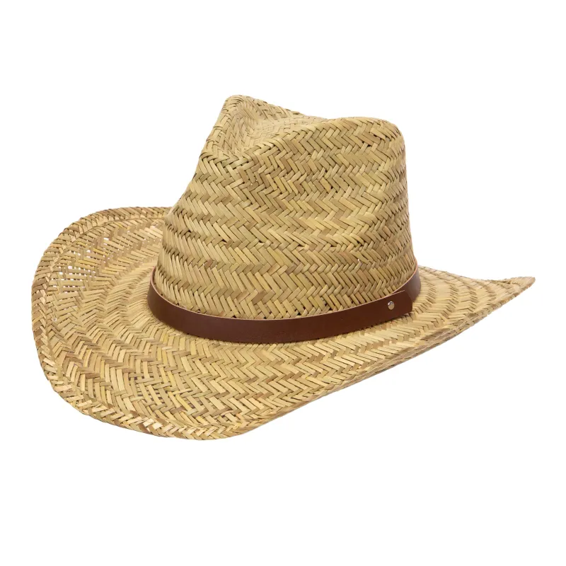 Men's Woven Rush Straw Cowboy With Pu Band sold by San Diego Hat Company