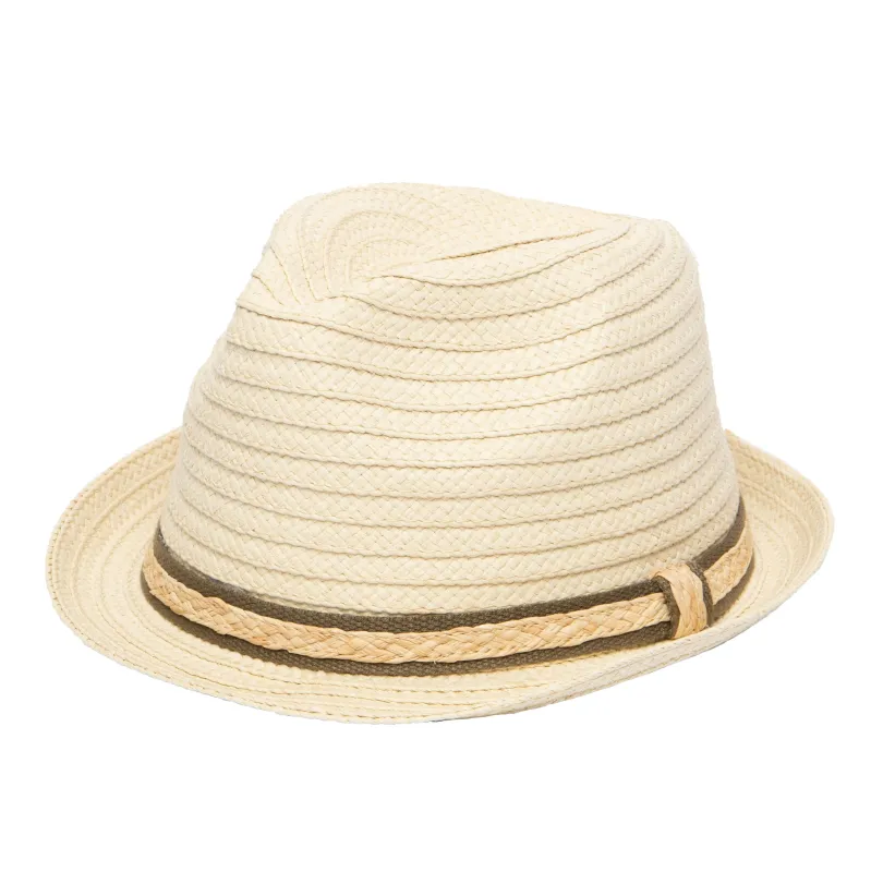 Men's Fedora With Layered Webbing & Raffia Trim sold by San Diego Hat Company