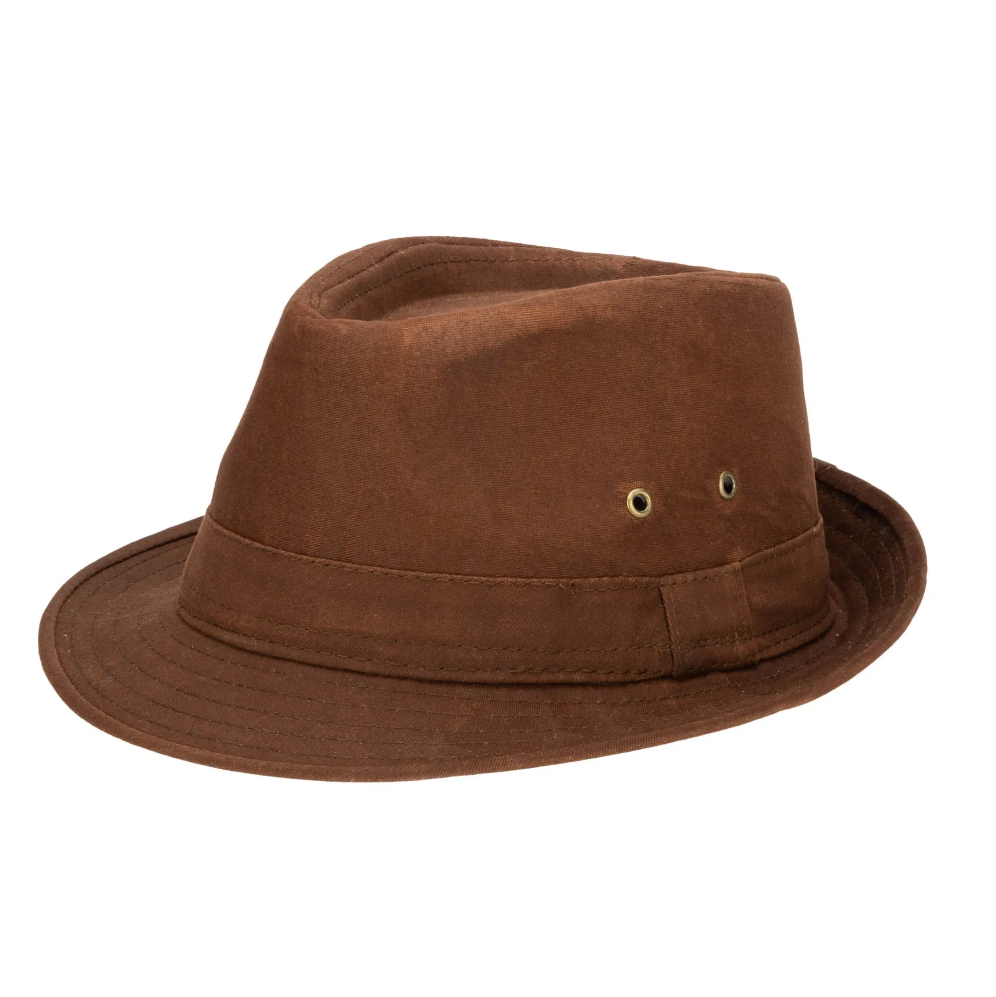Mens Cut and Sew Waxed Cotton Stingy Brim Fedora sold by San Diego Hat Company