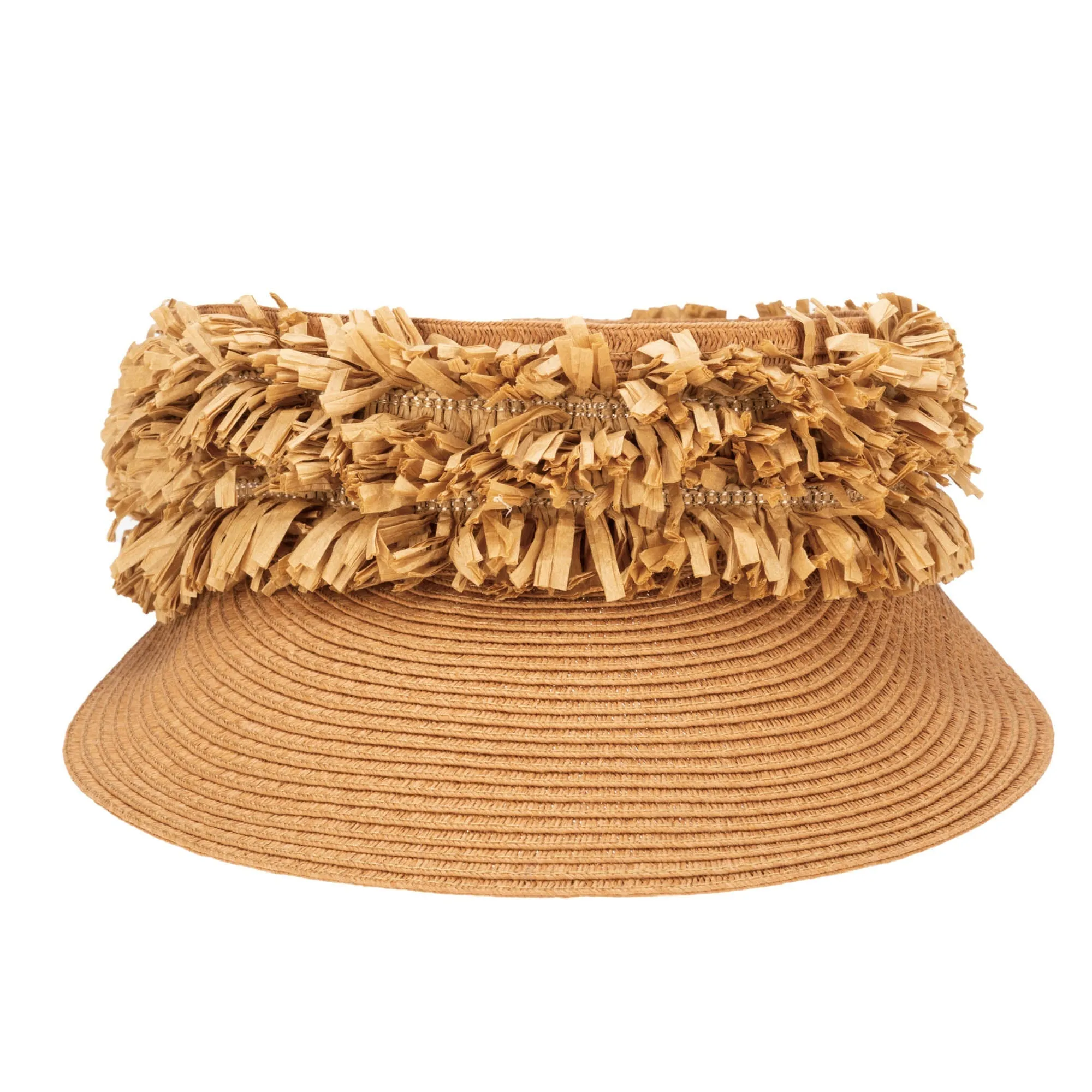Happy Day - Ultrabraid Visor with Straw Fringe Band sold by San Diego Hat Company product image thumbnail 2