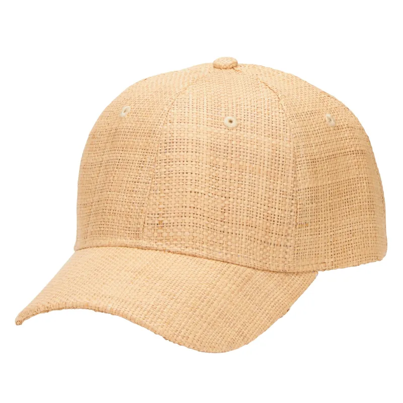 Women's Woven Raffia Ball Cap With Leather Adjustable Back (CTH4087) made by San Diego Hat Company