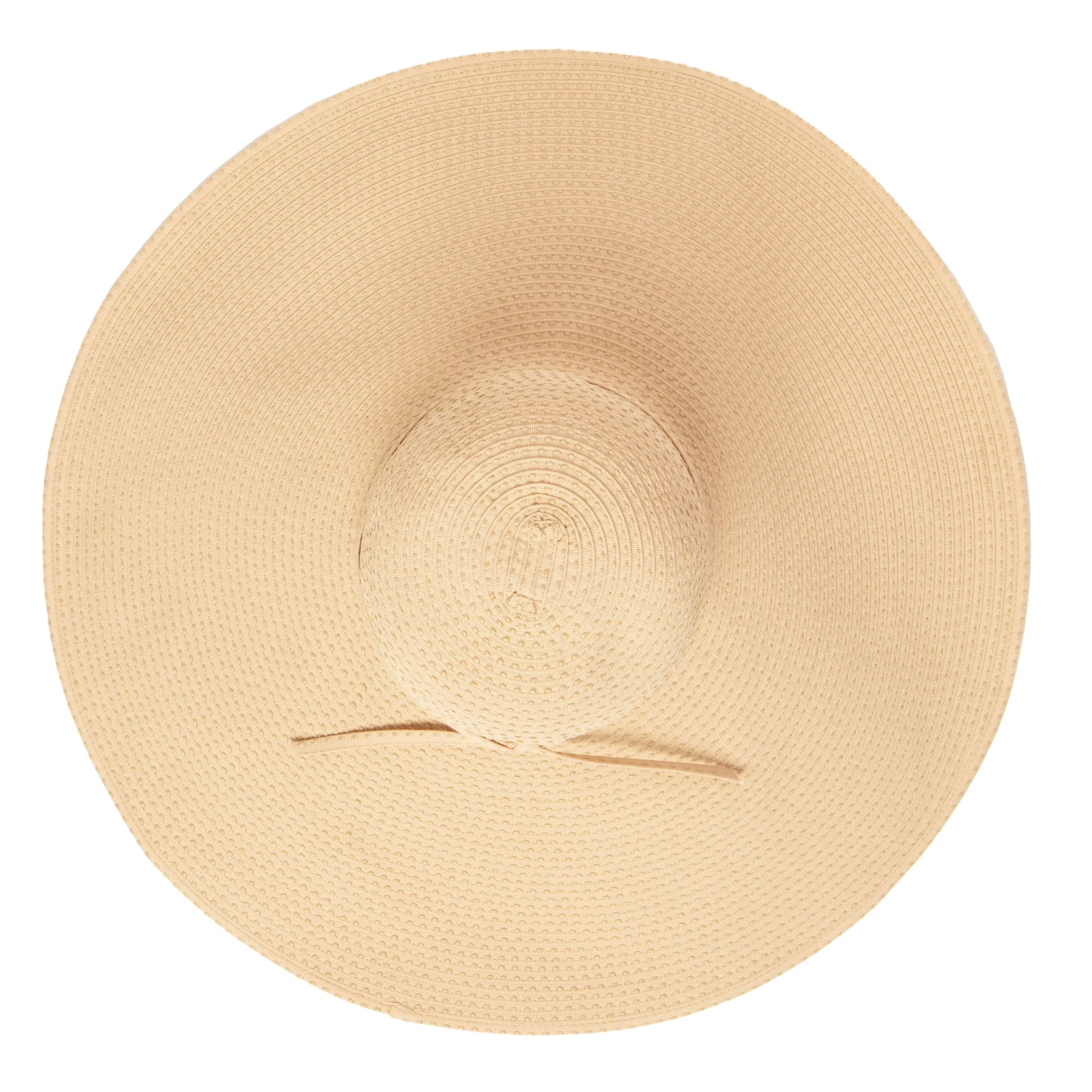 Women's Wide Brim Ribbon Floppy Hat with Ticking Fabric sold by San Diego Hat Company product image thumbnail 5