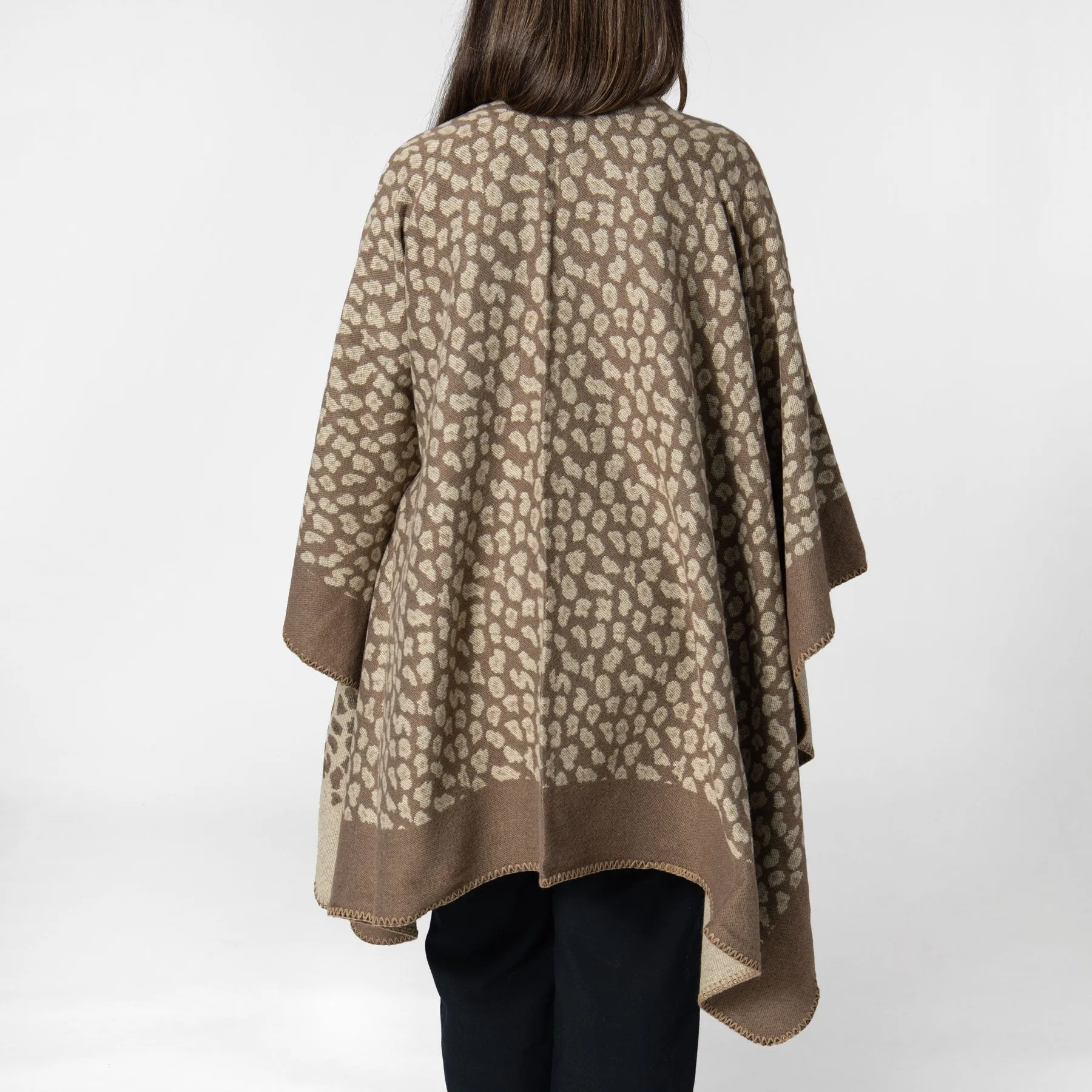 Marybeth - Womens Jacquard Leopard Open Front Poncho sold by San Diego Hat Company product image thumbnail 3