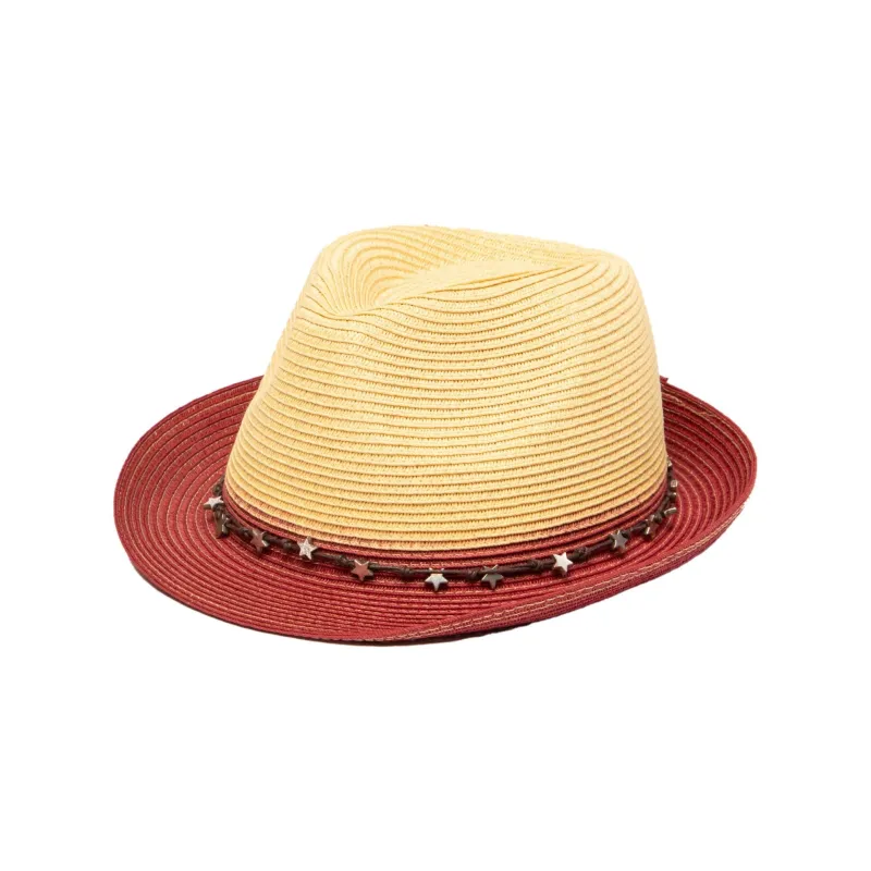 Women's ultrabraid fedora with colorblock brim and star trim sold by San Diego Hat Company