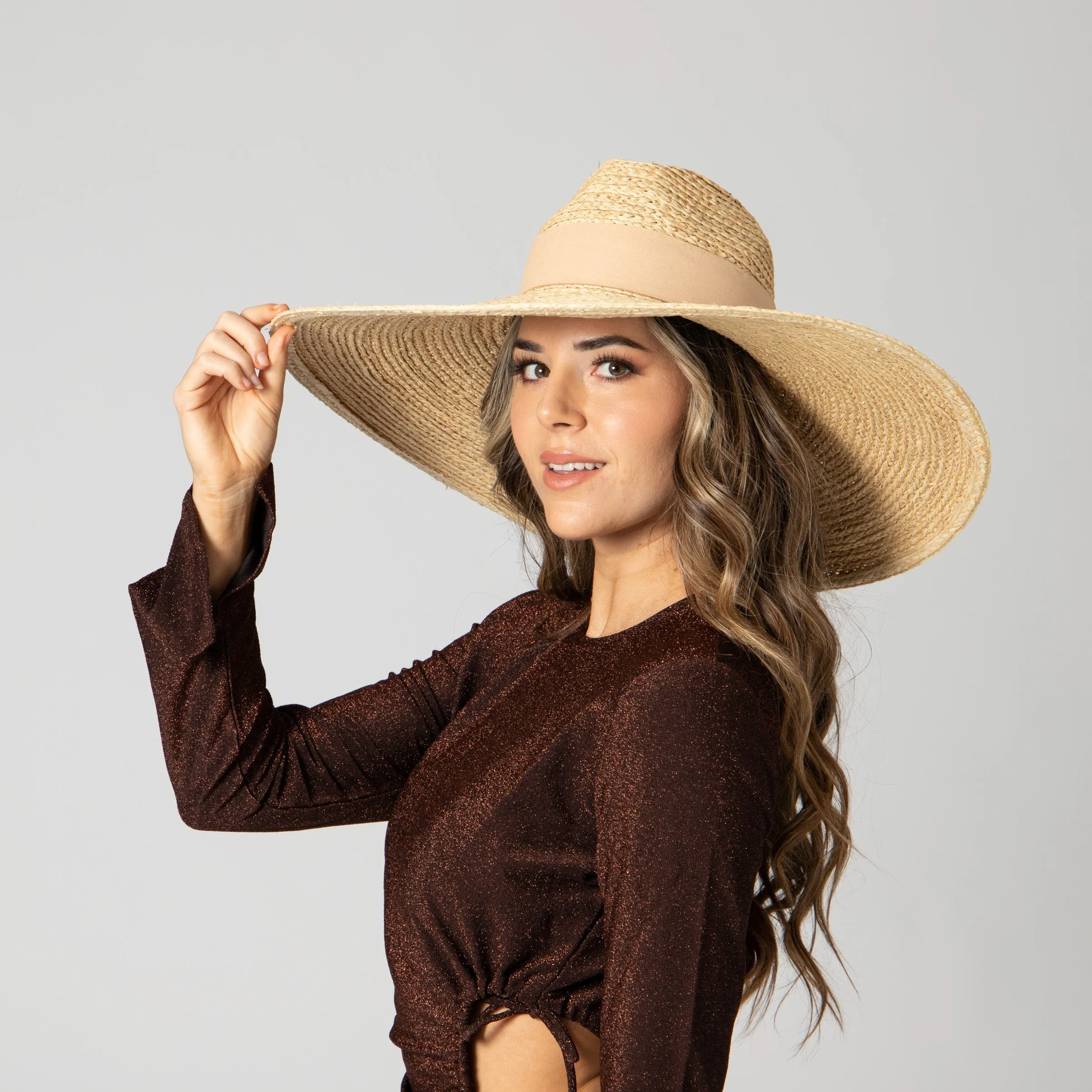 Women's Raffa Braid Wide Brim Fedora With Suede Band sold by San Diego Hat Company product image thumbnail 5