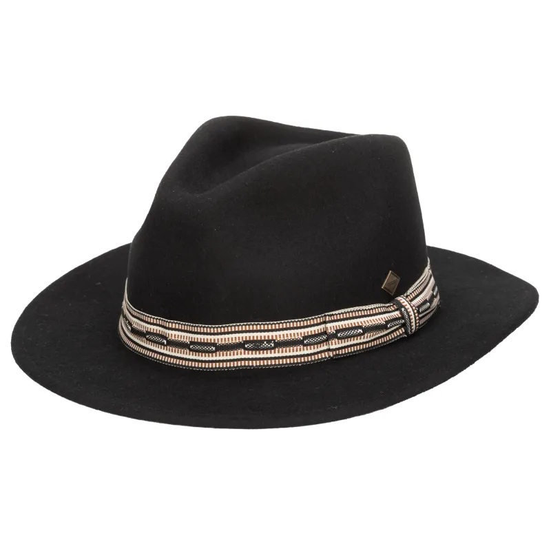 Men's Wool Felt Fedora With Multi Stripe  Jacquard Band sold by San Diego Hat Company