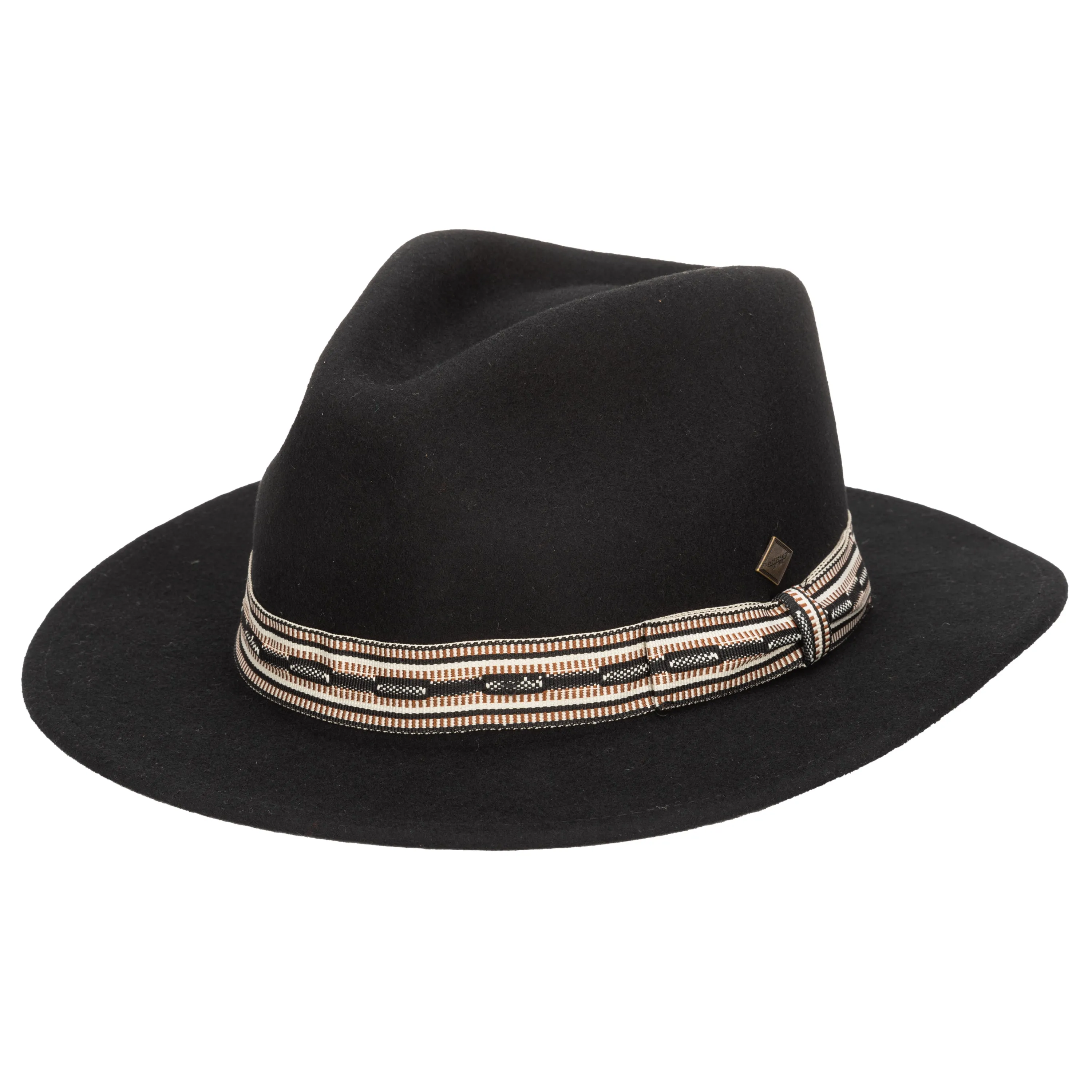 Men's Wool Felt Fedora With Multi Stripe Jacquard Band sold by San Diego Hat Company