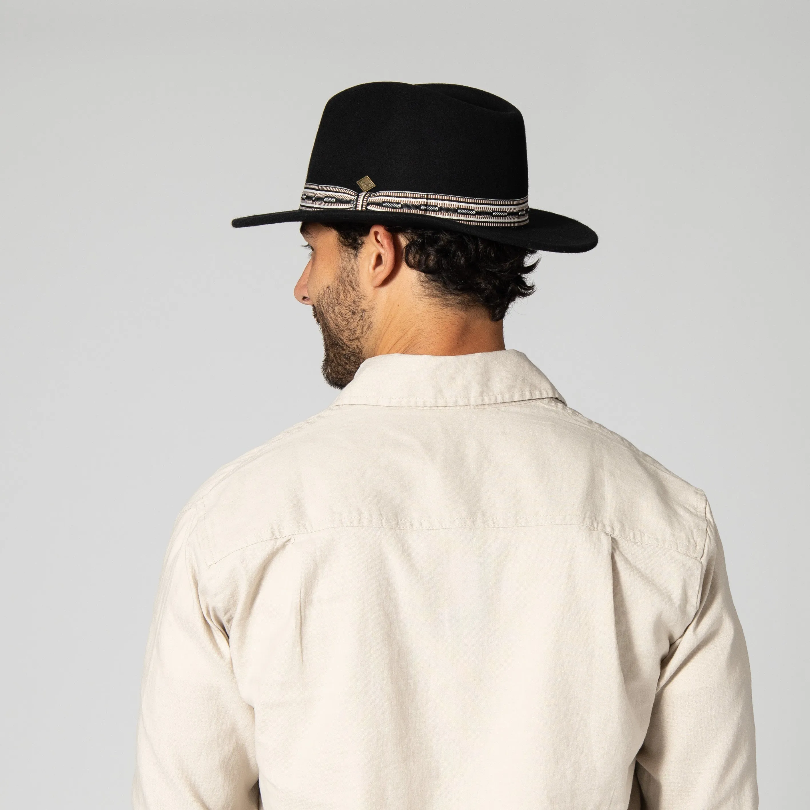 Men's Wool Felt Fedora With Multi Stripe Jacquard Band sold by San Diego Hat Company product image thumbnail 4