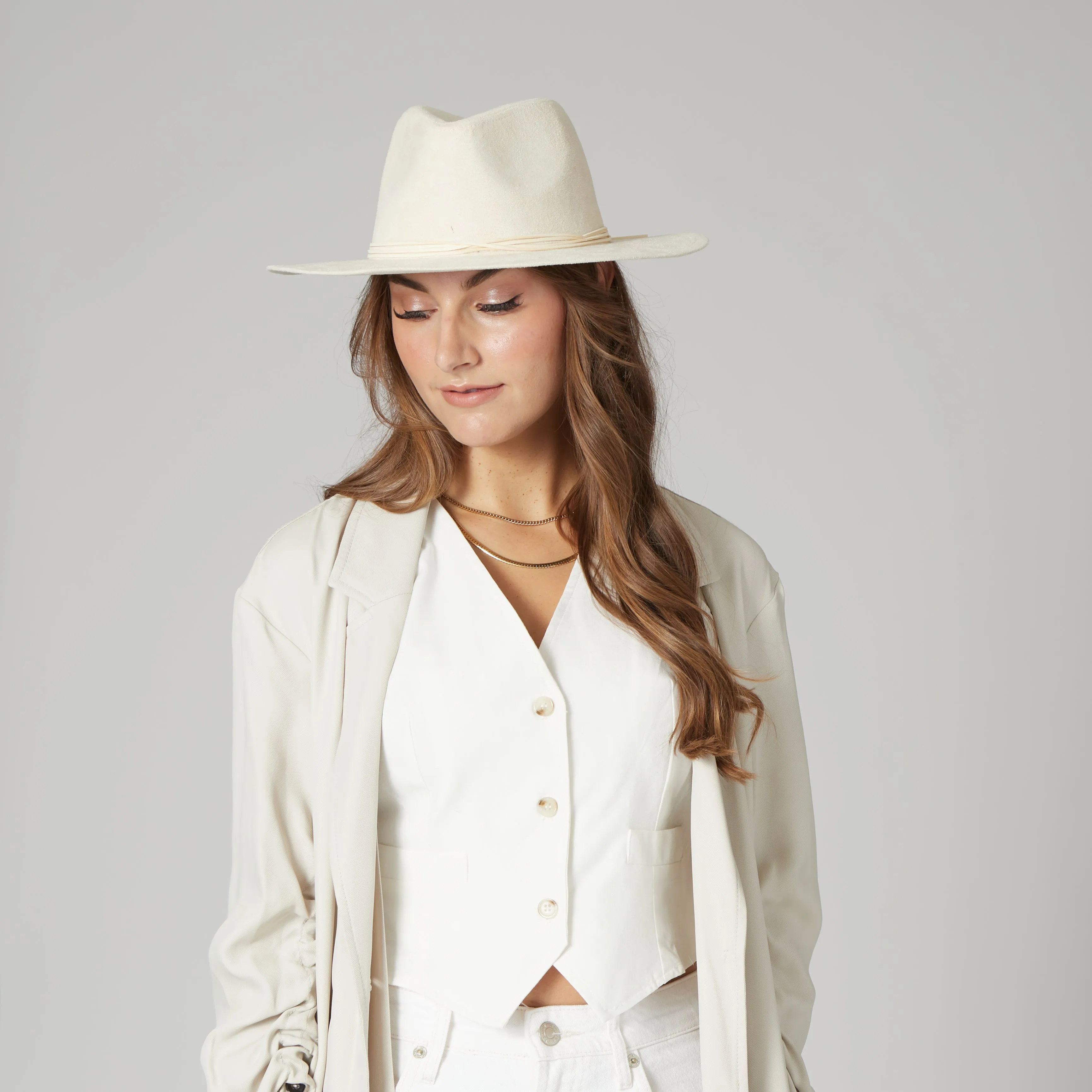 Cut & Sew Faux Suede Floppy Fedora Wrapped Back Knot Trim sold by San Diego Hat Company product image thumbnail 5