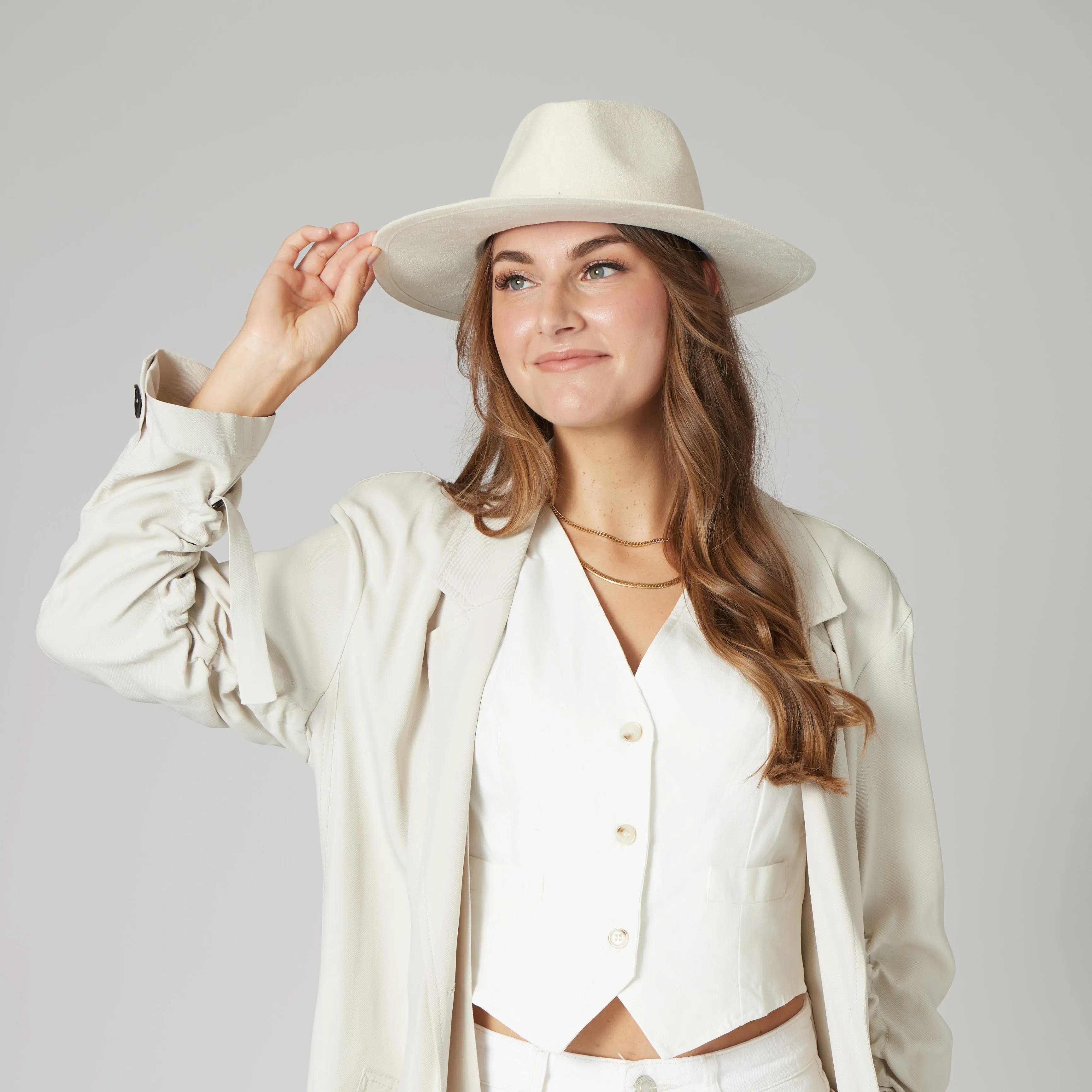 Cut & Sew Faux Suede Floppy Fedora Wrapped Back Knot Trim sold by San Diego Hat Company product image thumbnail 3