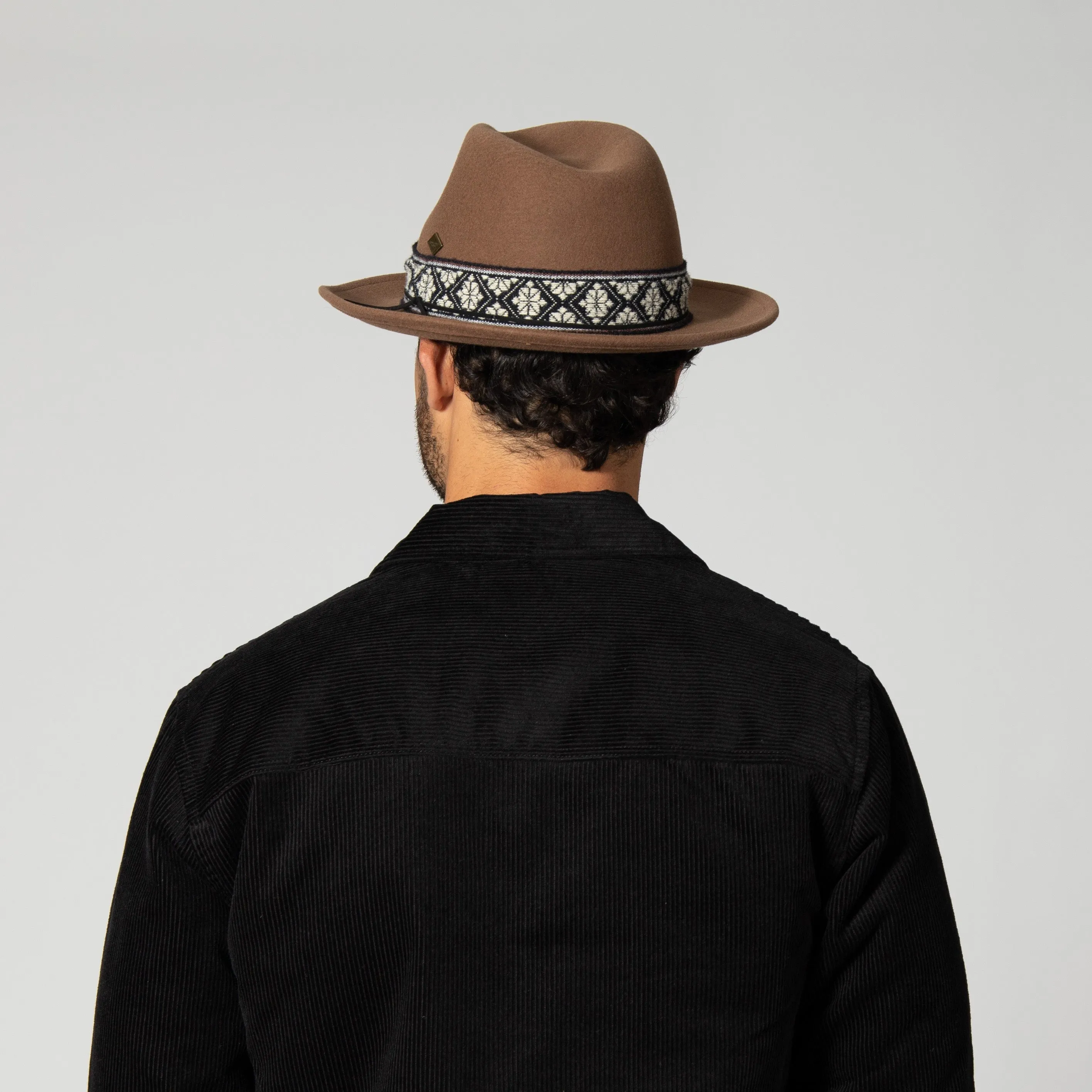 Men's Wool Felt Fedora With Textured Jacquard Band sold by San Diego Hat Company product image thumbnail 5
