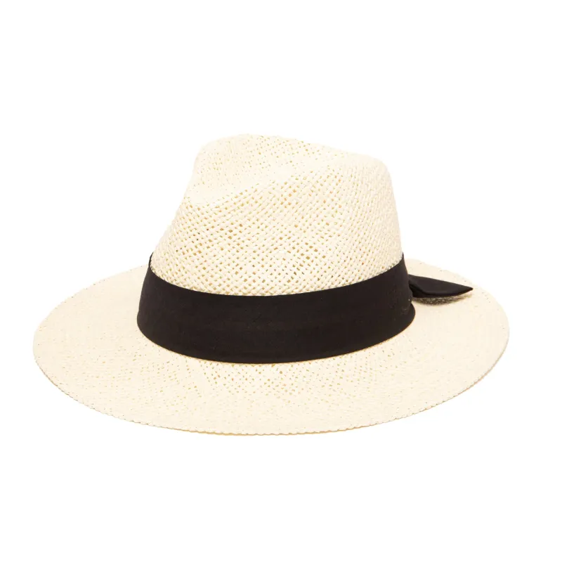 Women's Woven Paper Fedora With Back Knot Band sold by San Diego Hat Company