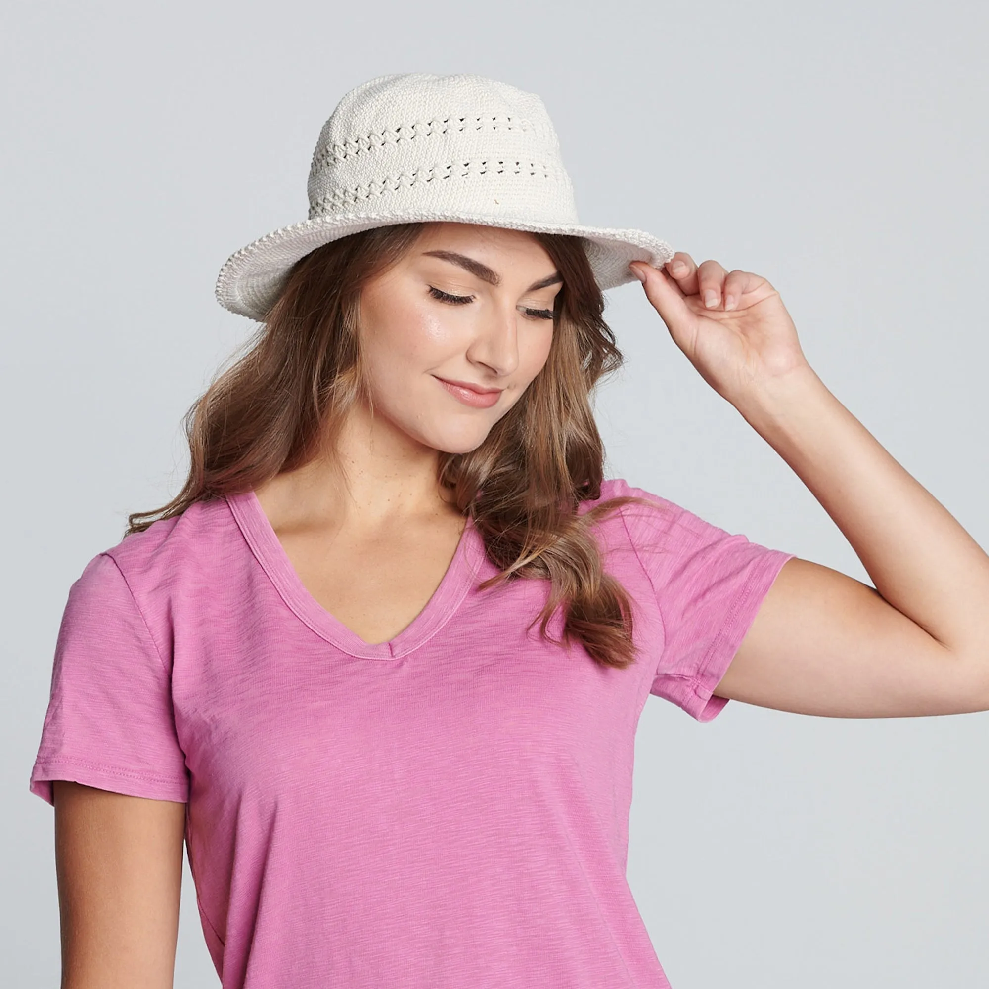 Women's Cotton Crochet Hat Medium Brim sold by San Diego Hat Company product image thumbnail 2